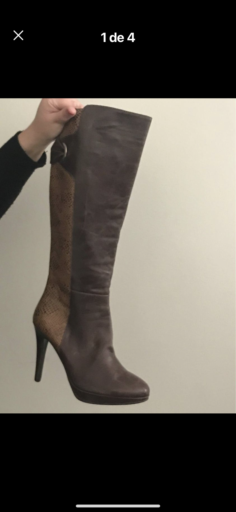 Bota alta cuero café Pollini N 38