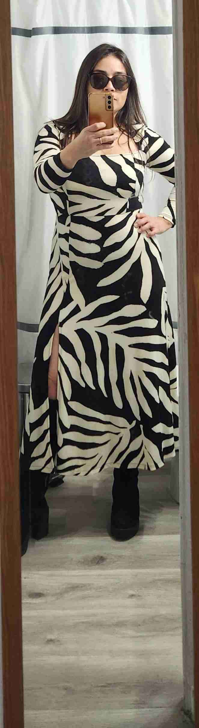 Vestido largo con estampado animal - 3