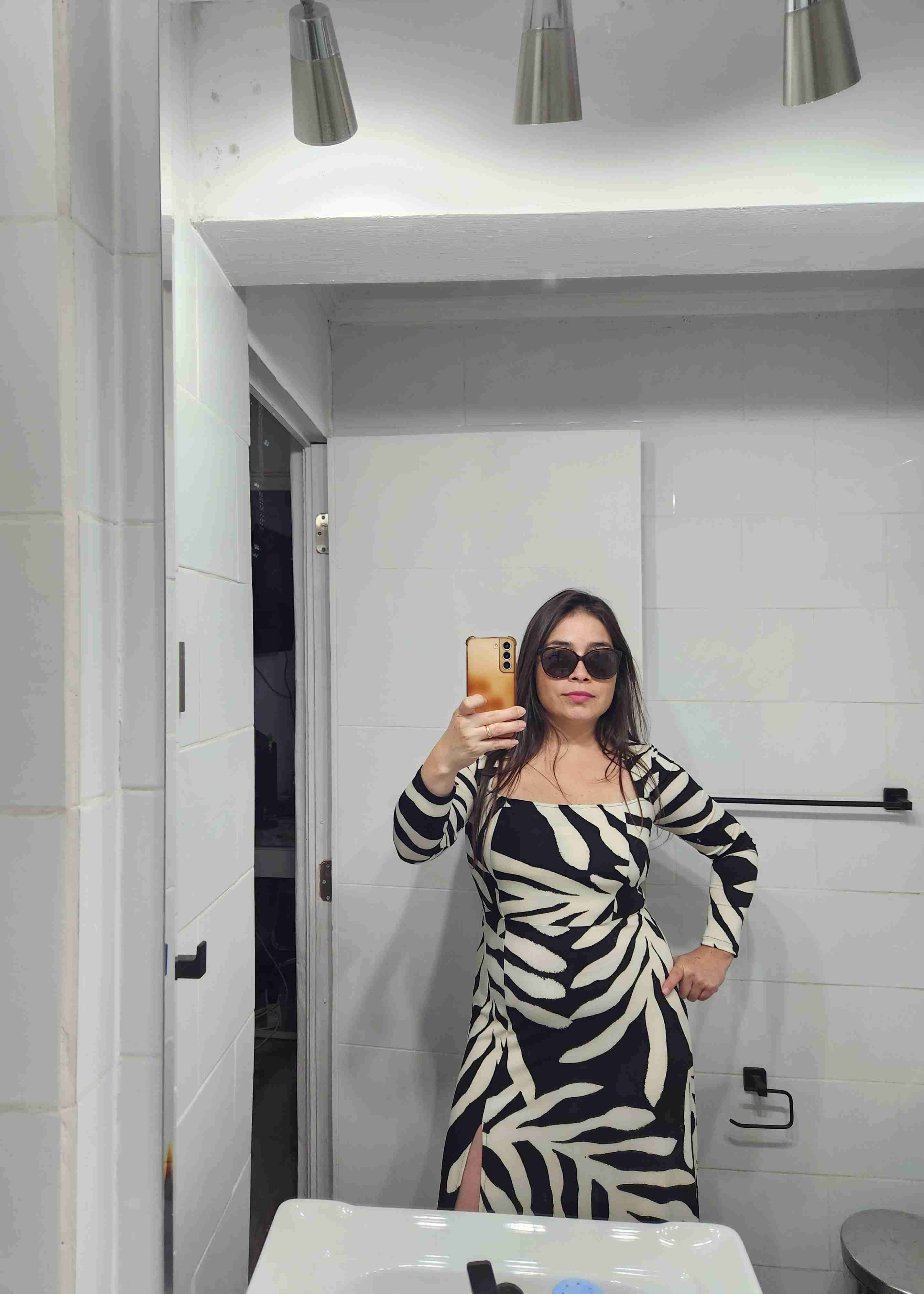 Vestido largo con estampado animal - 4