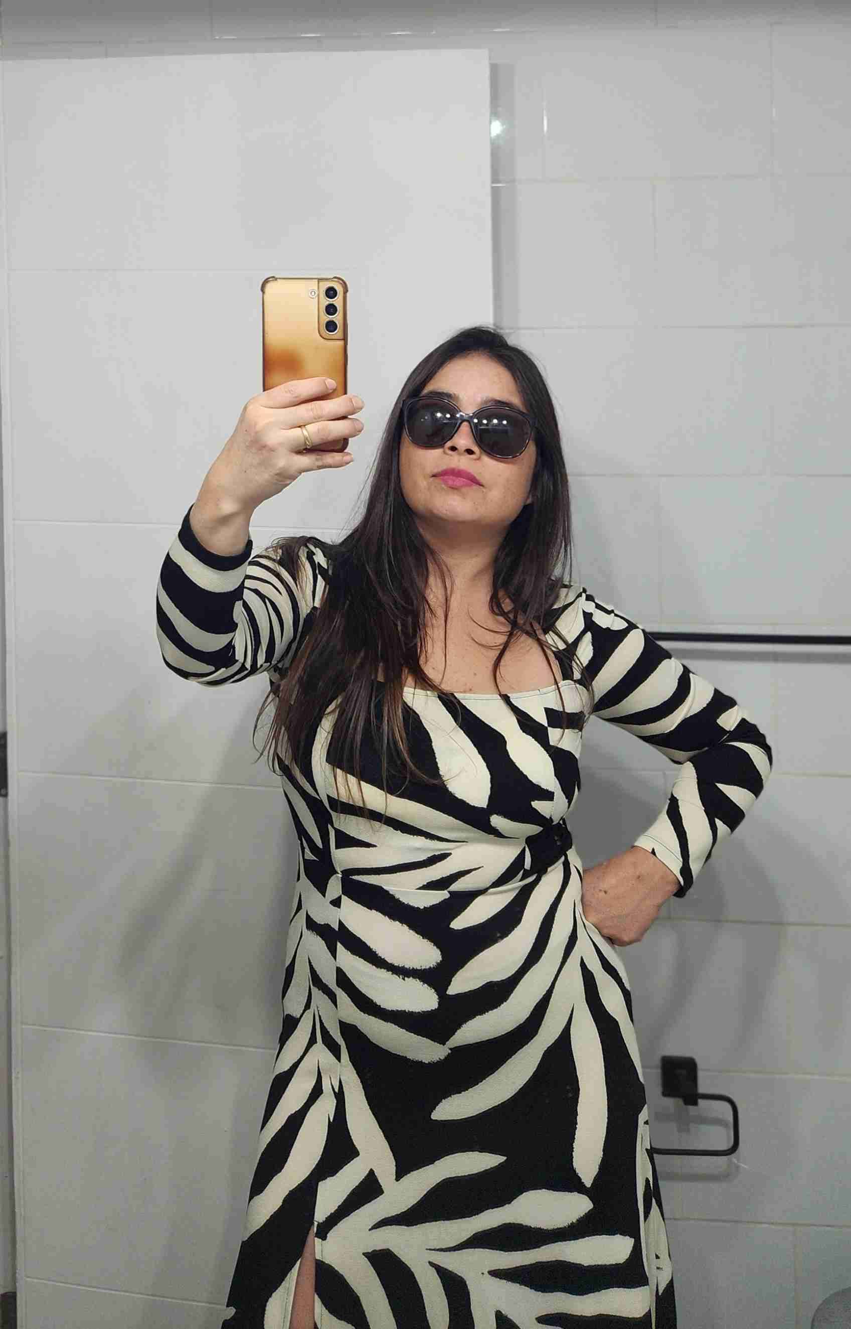 Vestido largo con estampado animal - 5