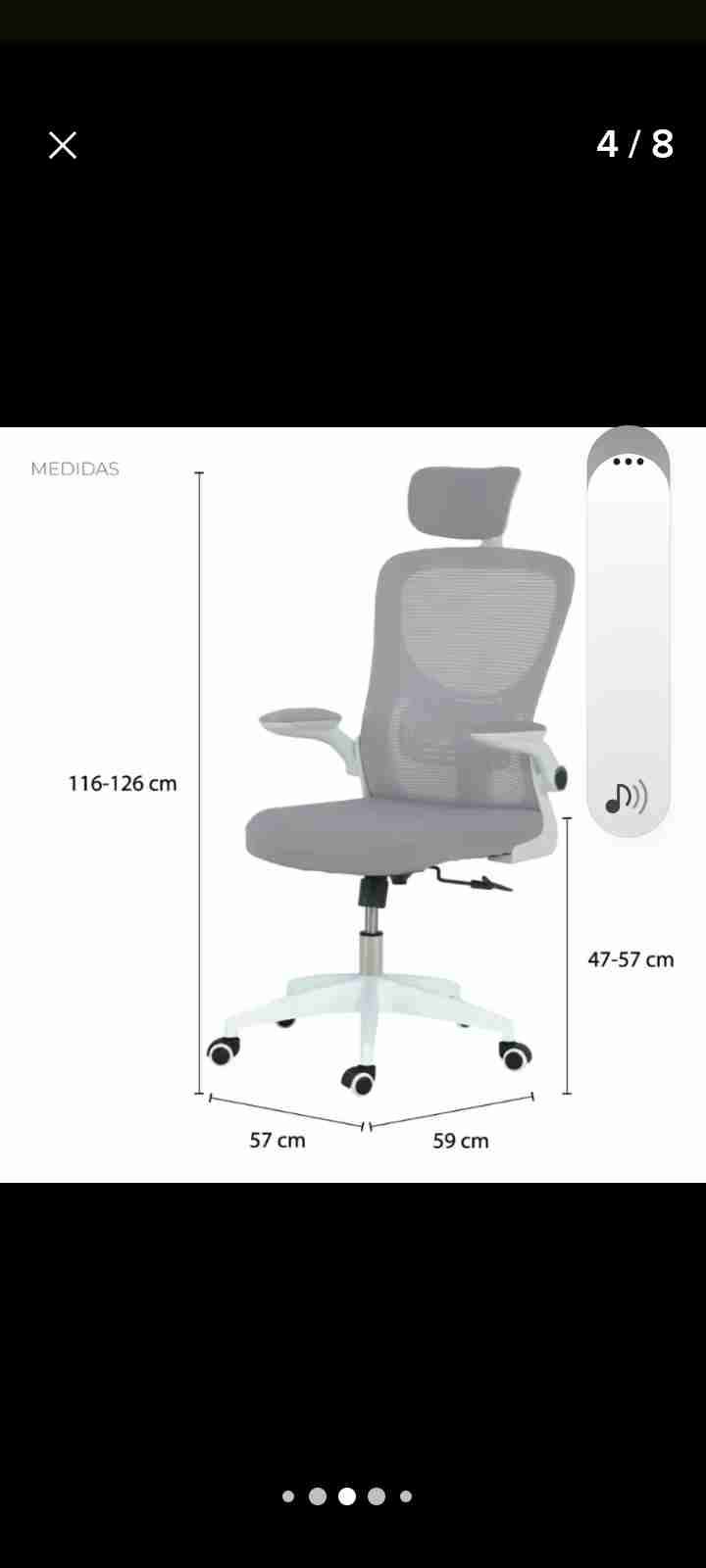 Silla de oficina ergonómica gris - miniatura 1