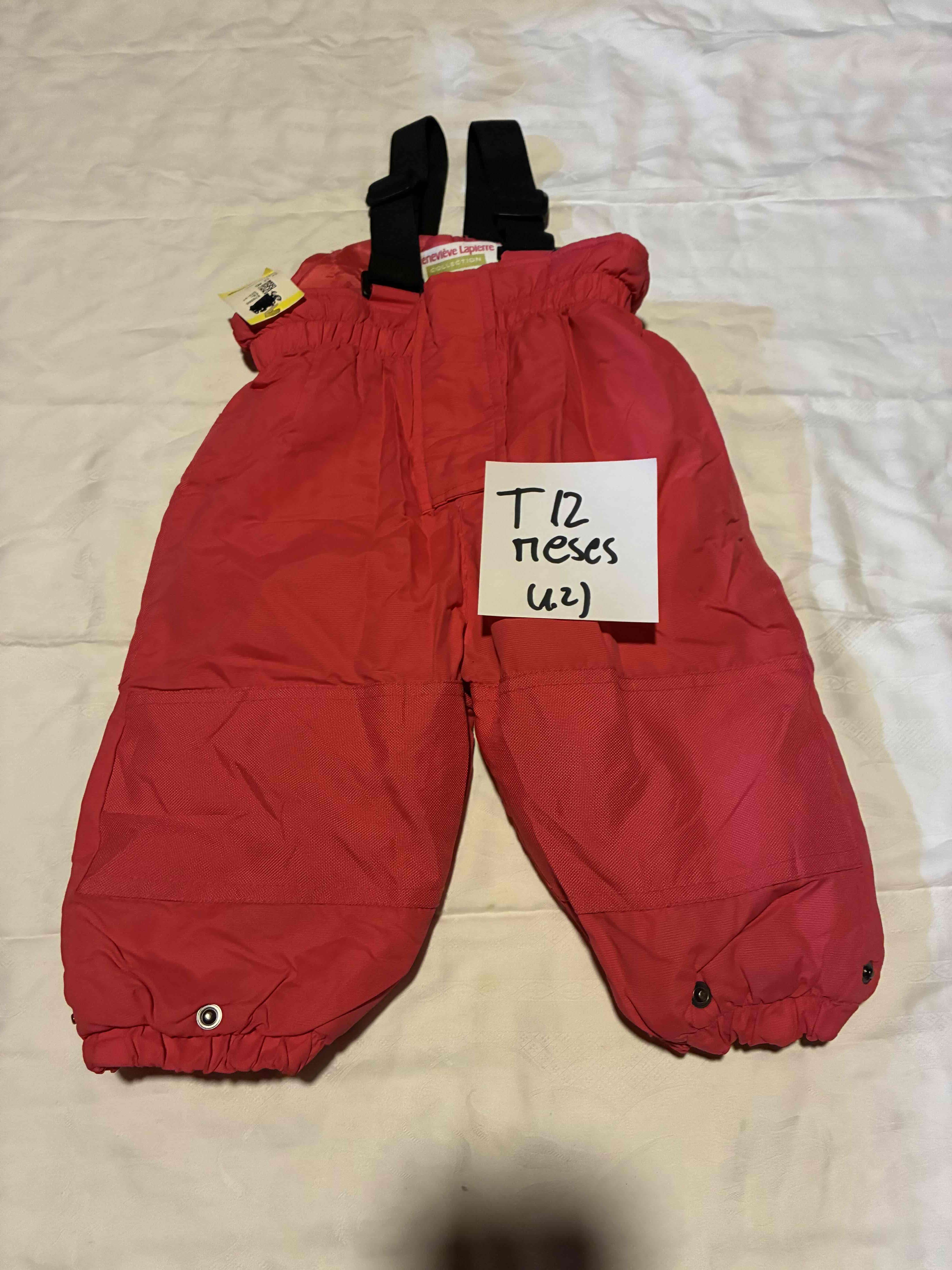 Pantalón de nieve rojo 12 meses - miniatura 1