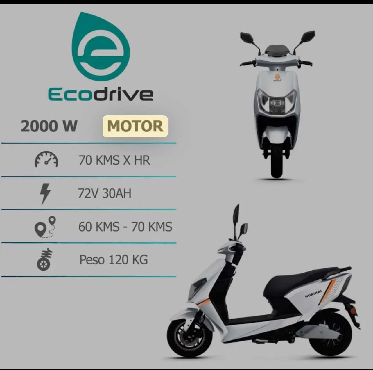 Moto  eléctrico 2000W blanco - miniatura 1