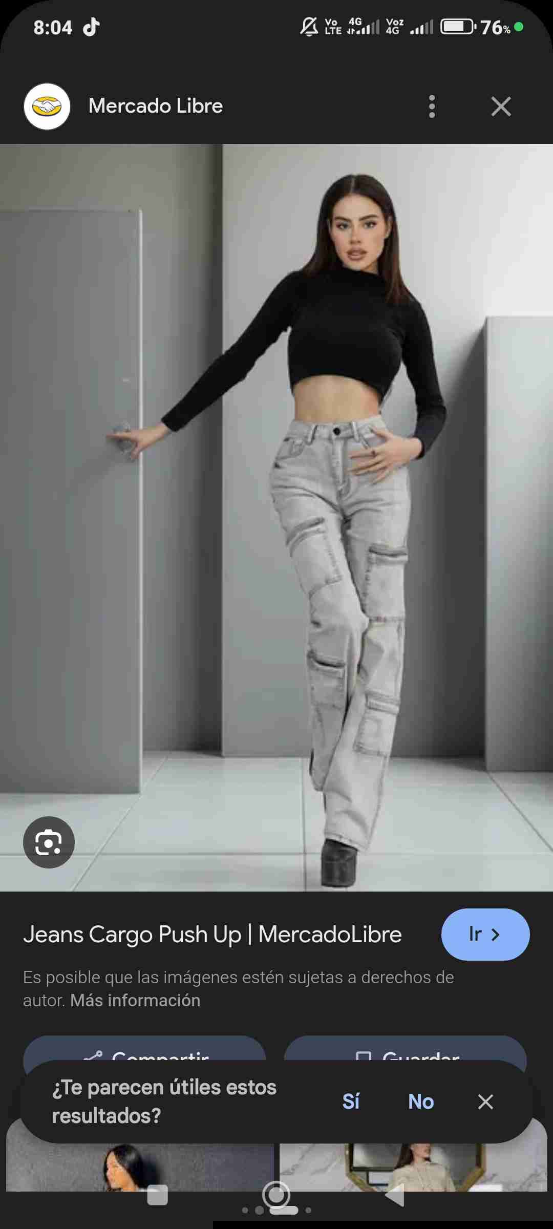 Jeans grises cargo de mujer - 3