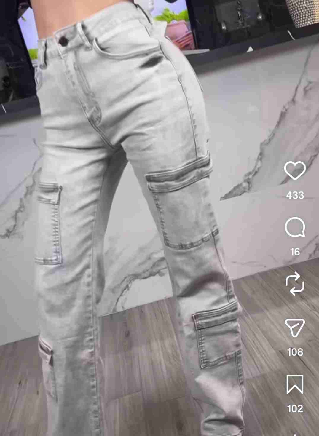 Jeans grises cargo de mujer - 4