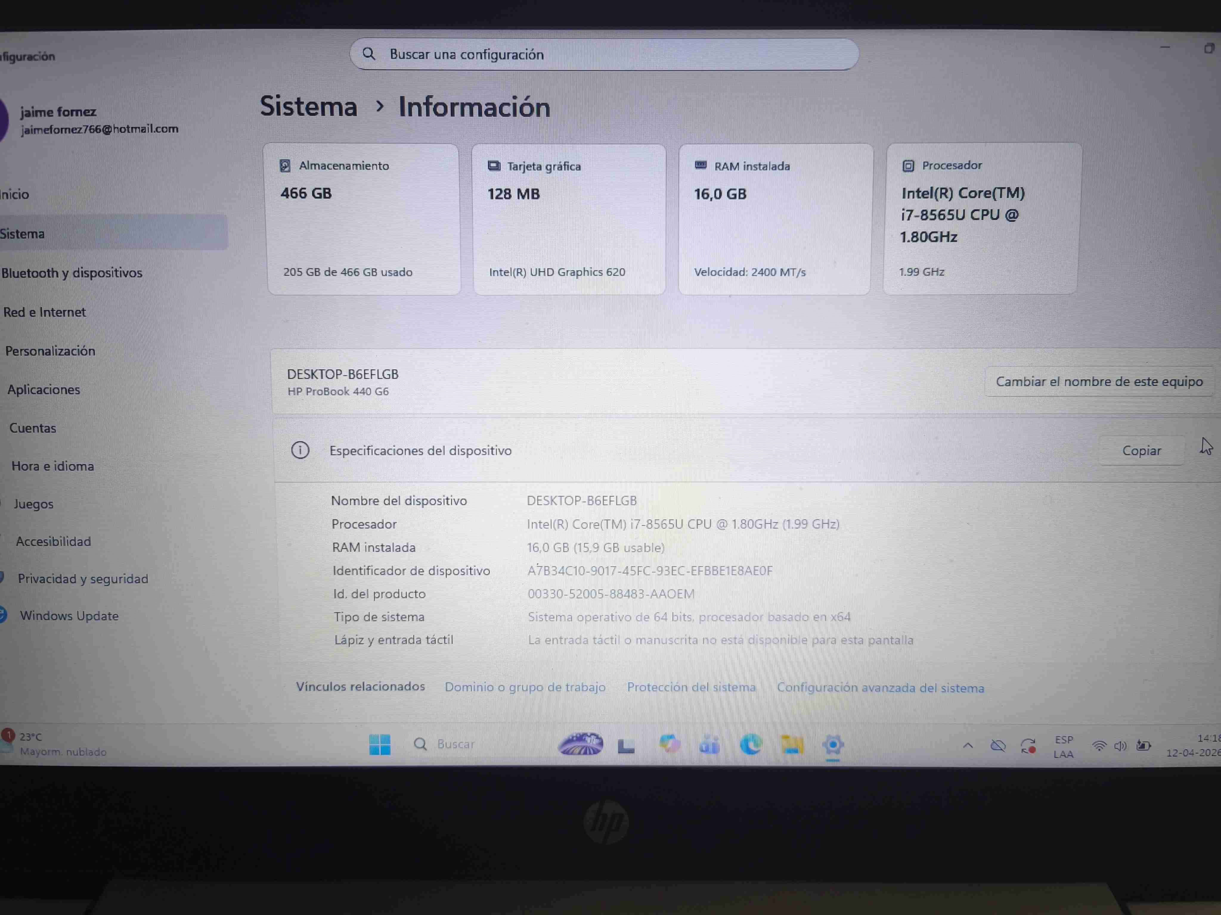 Laptop HP ProBook 440 G6 i7 - miniatura 3