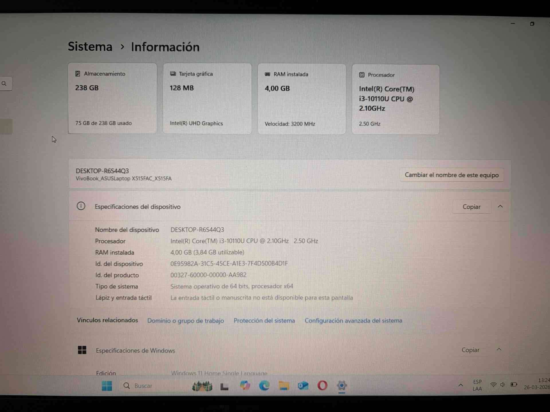 Laptop ASUS vivobook 15 X515FAC en buen estado - miniatura 3