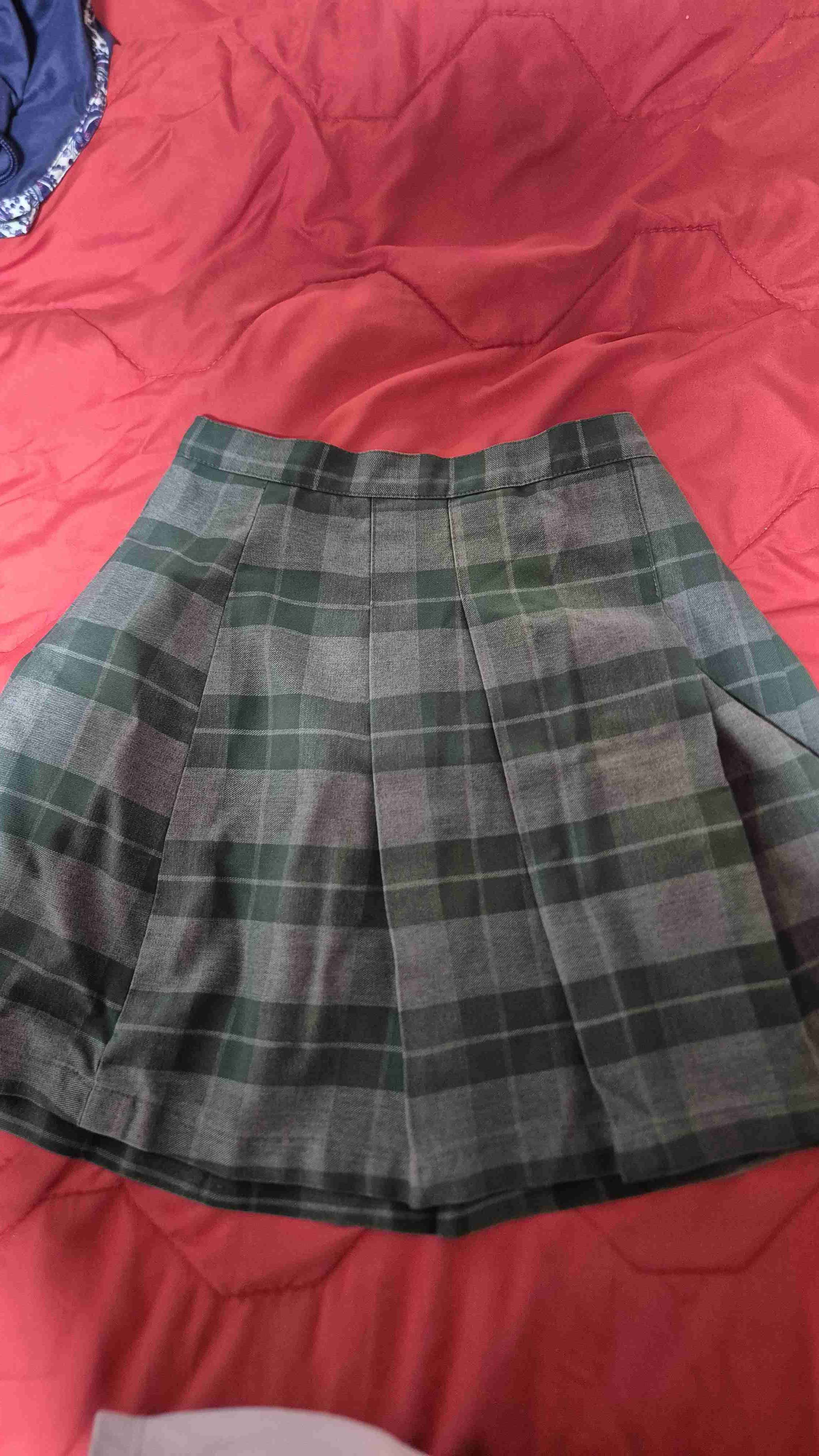 Falda de colegio tableada verde talla XS - 1