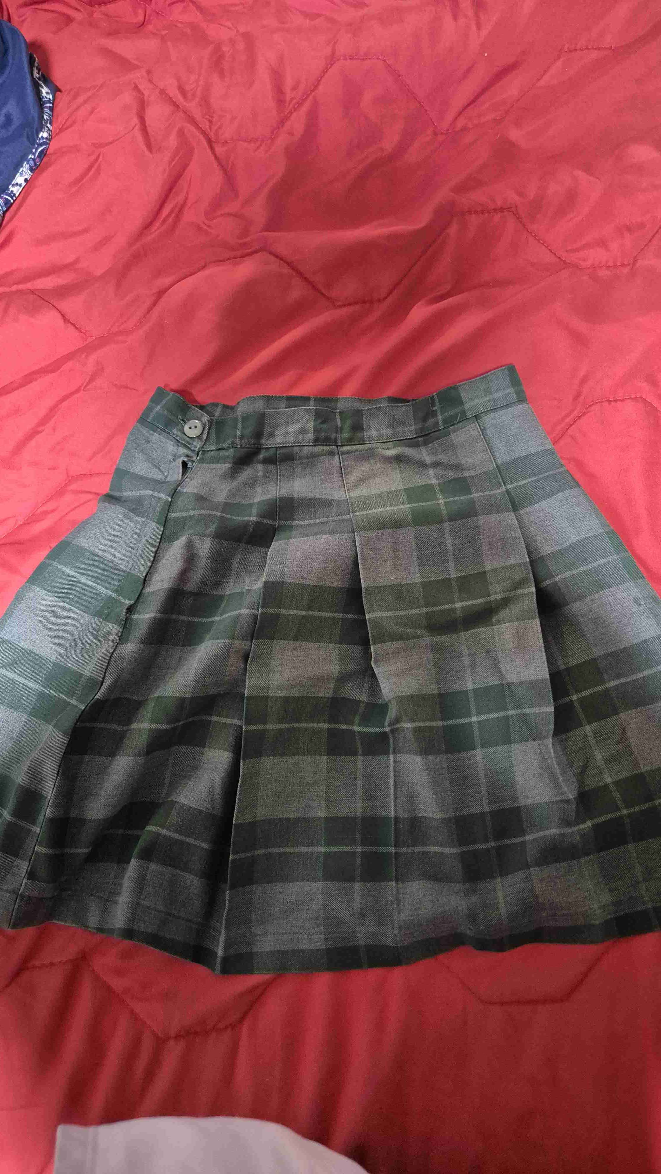 Falda de colegio tableada verde talla XS - 2