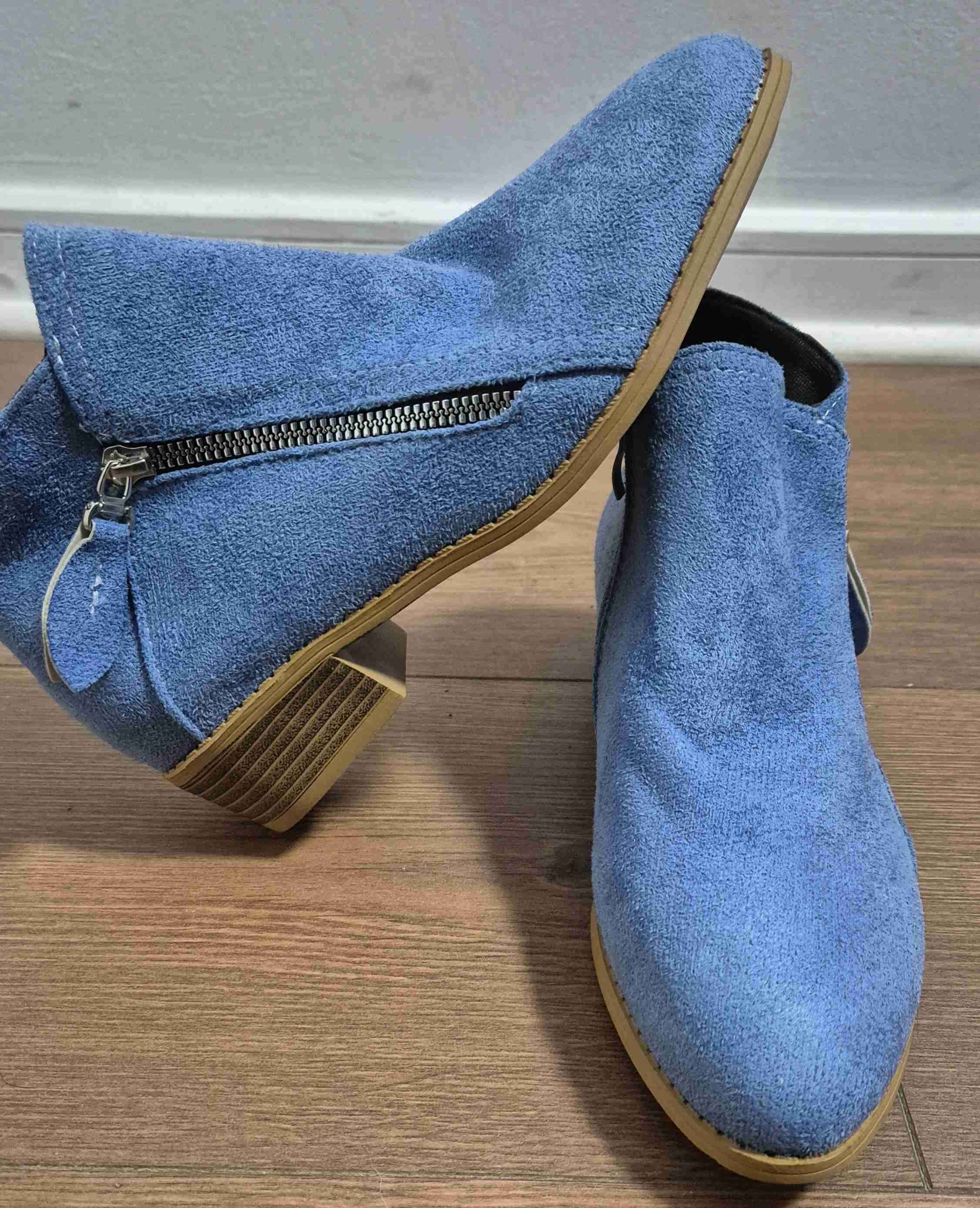 Botines simil gamuza azul nuevos - 1