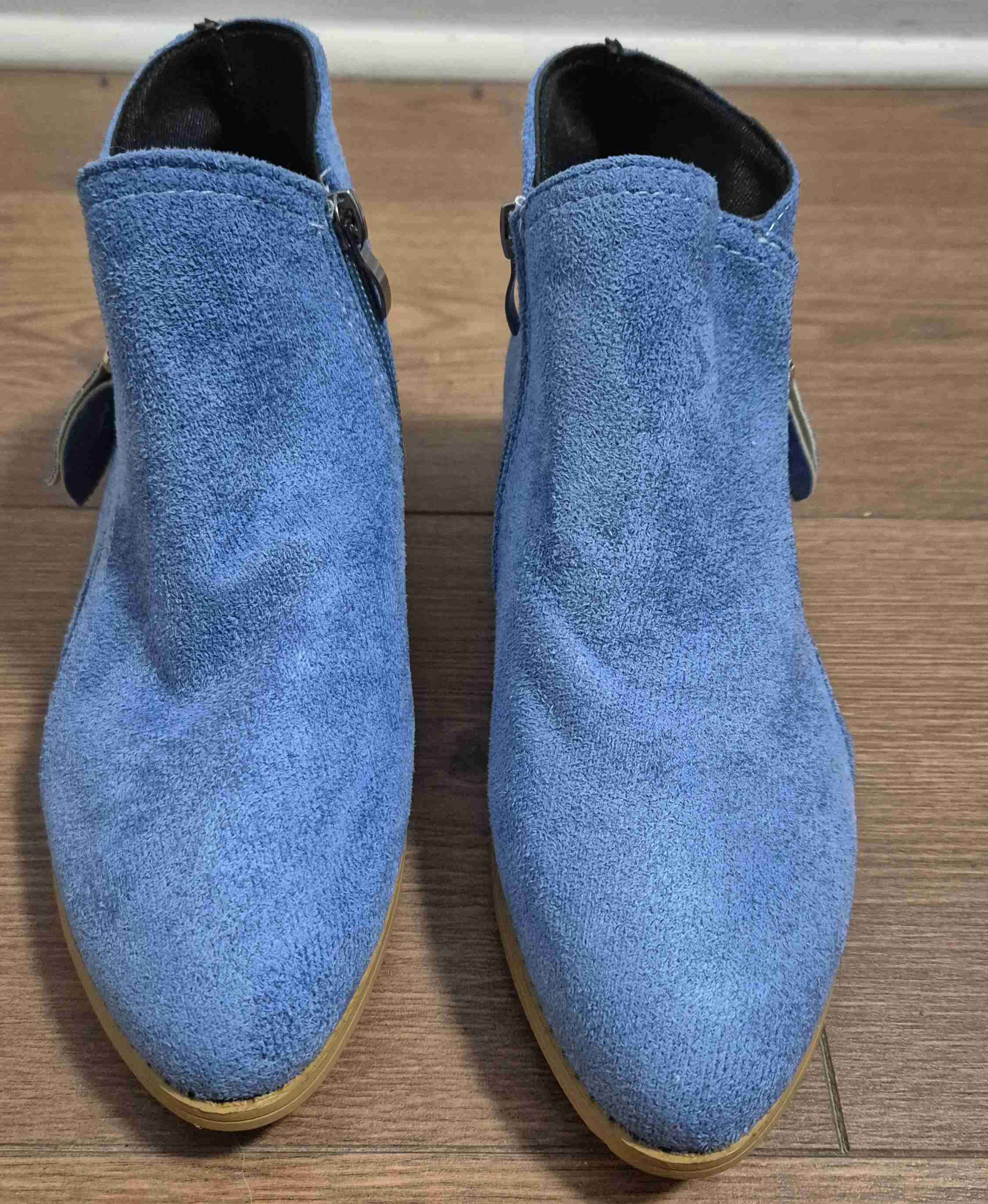 Botines simil gamuza azul nuevos - 2