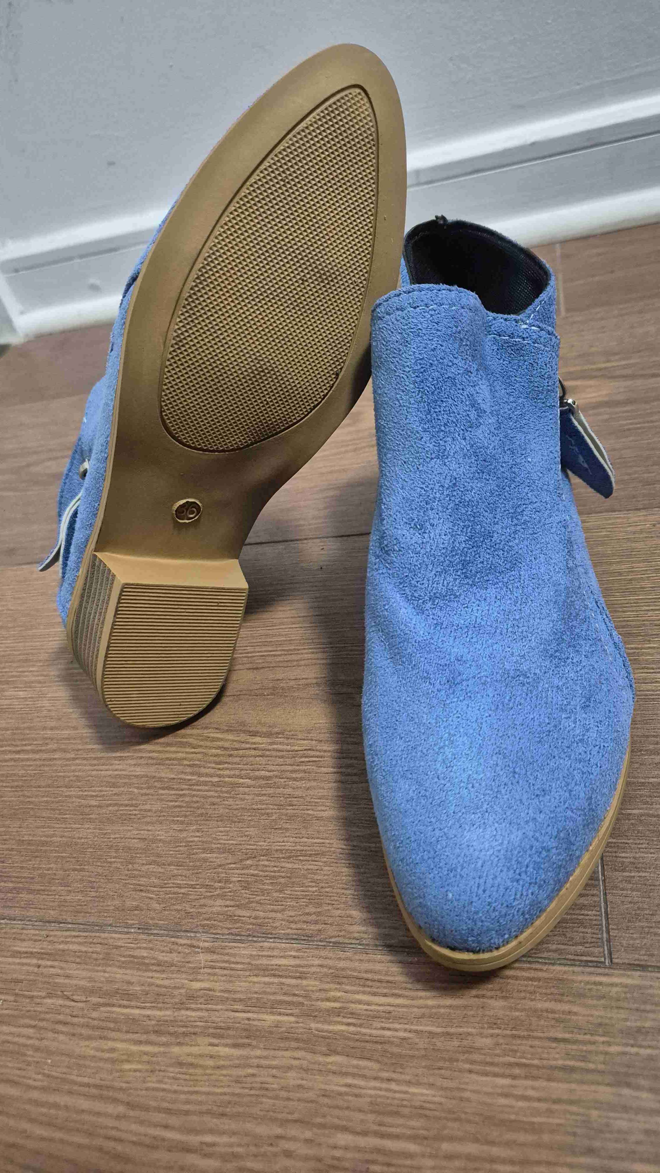 Botines simil gamuza azul nuevos - 3