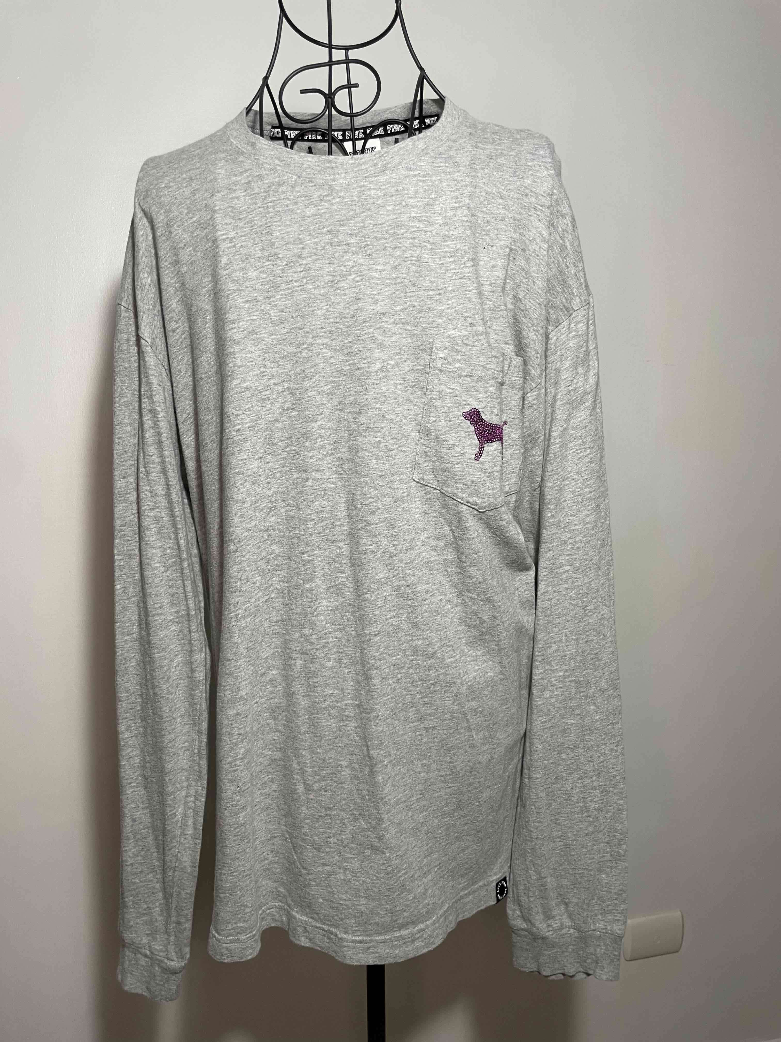 Polera gris manga larga Pink (Victoria Secret) - miniatura 1