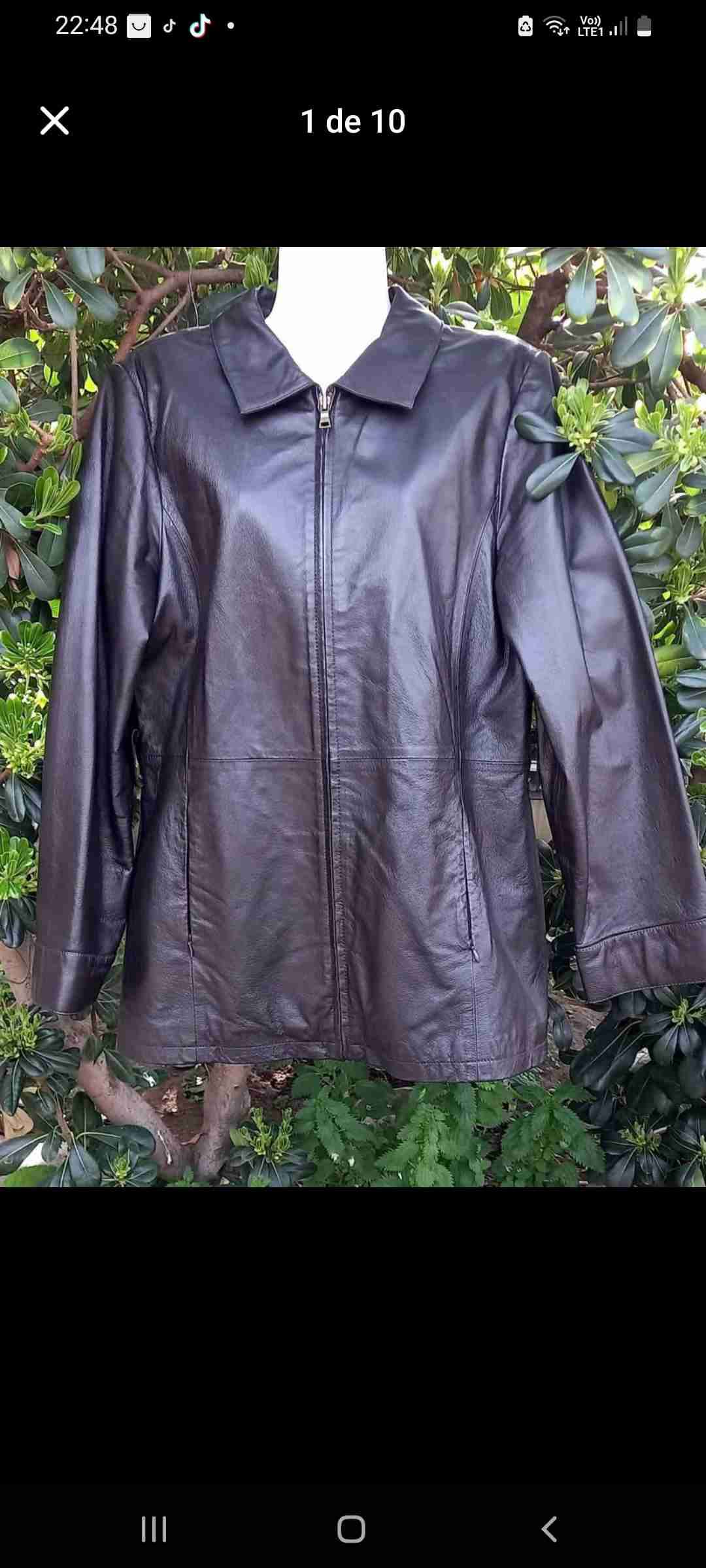 Chaqueta de cuero café Anytime talla M con cierre - miniatura 1