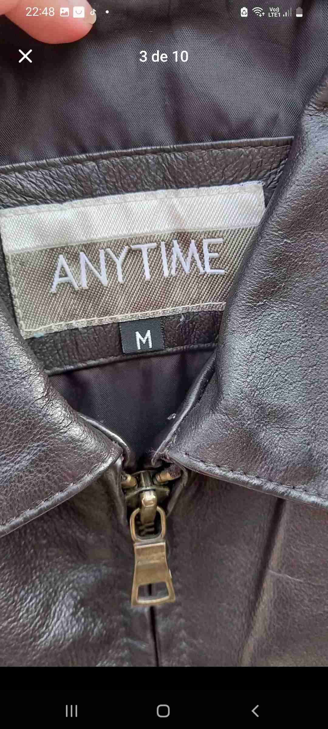 Chaqueta de cuero café Anytime talla M con cierre - miniatura 2