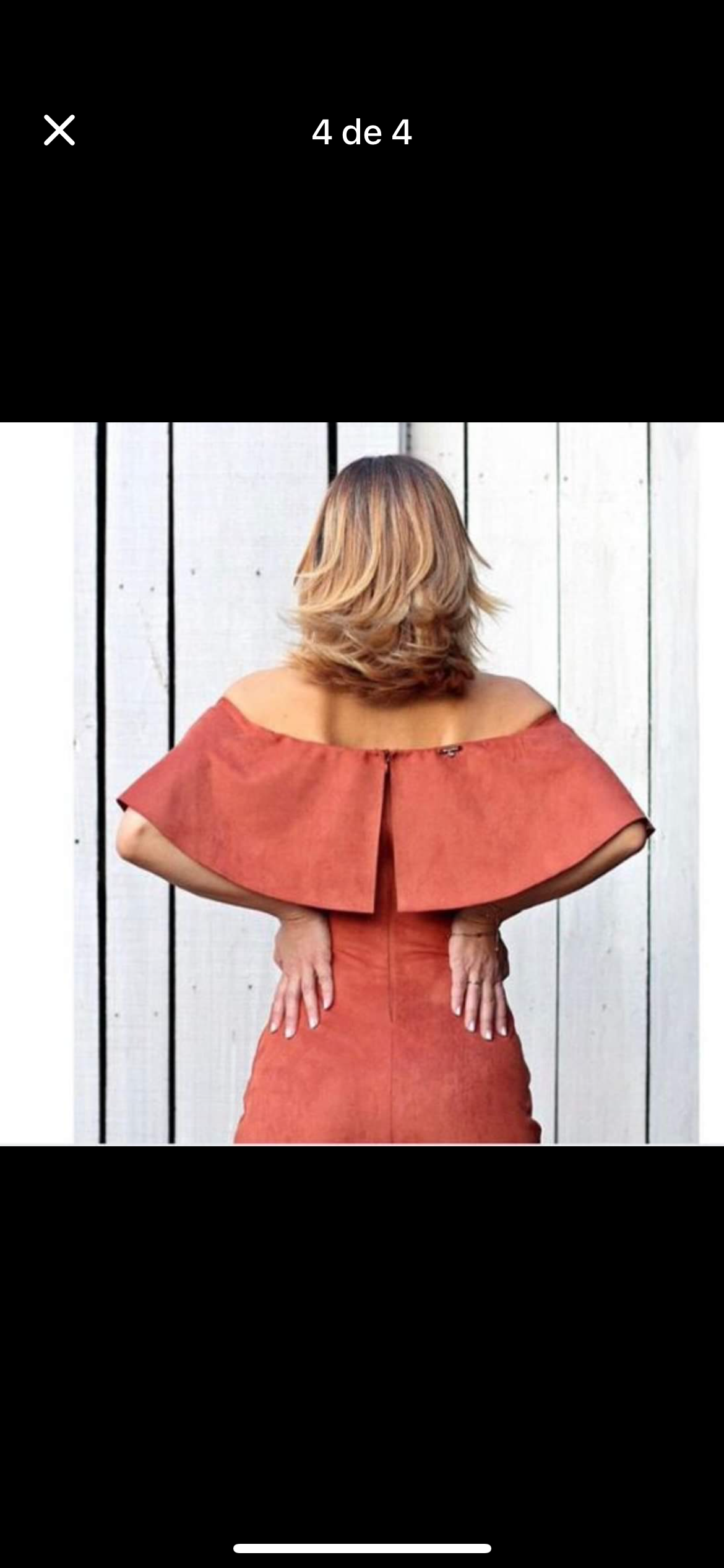 Vestido off shoulder naranja terracota - miniatura 1
