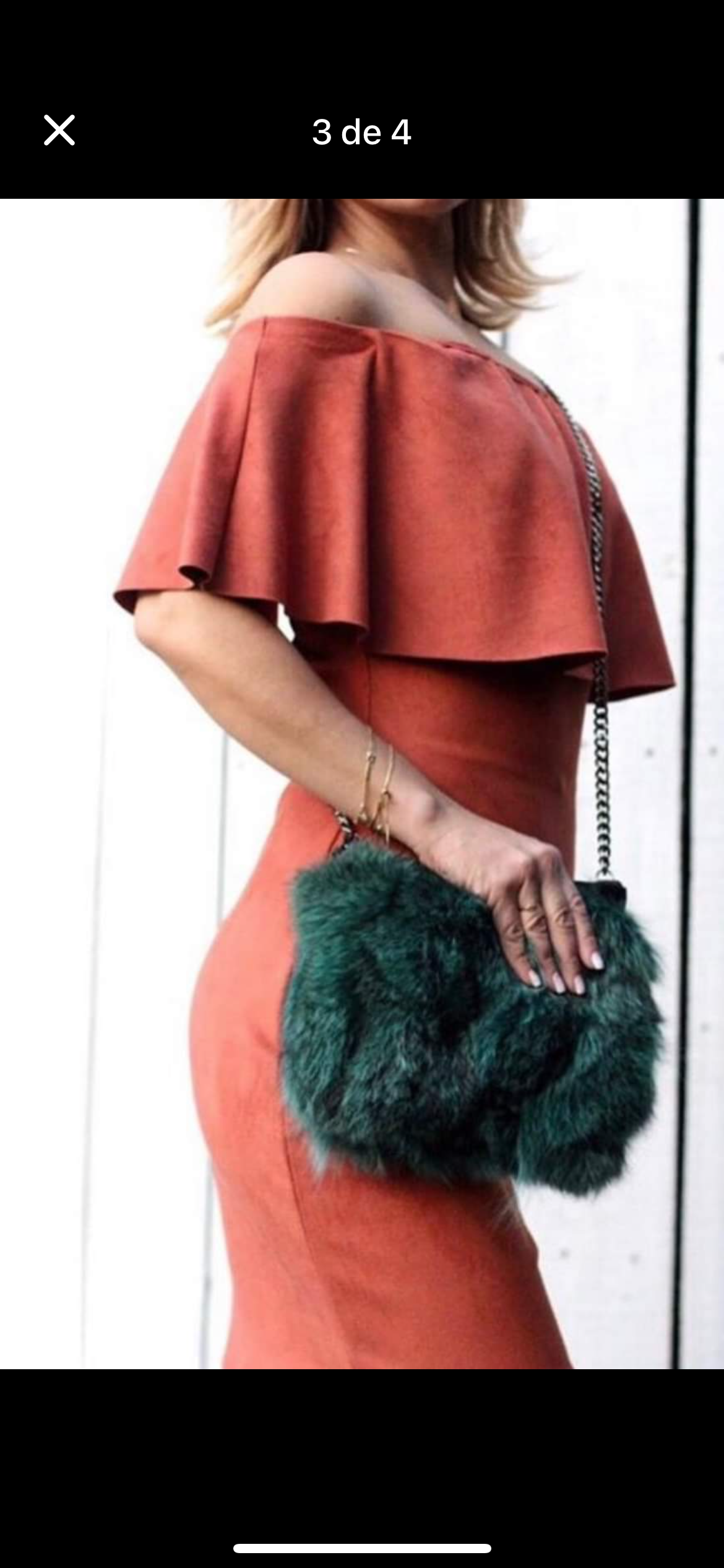 Vestido off shoulder naranja terracota - miniatura 2