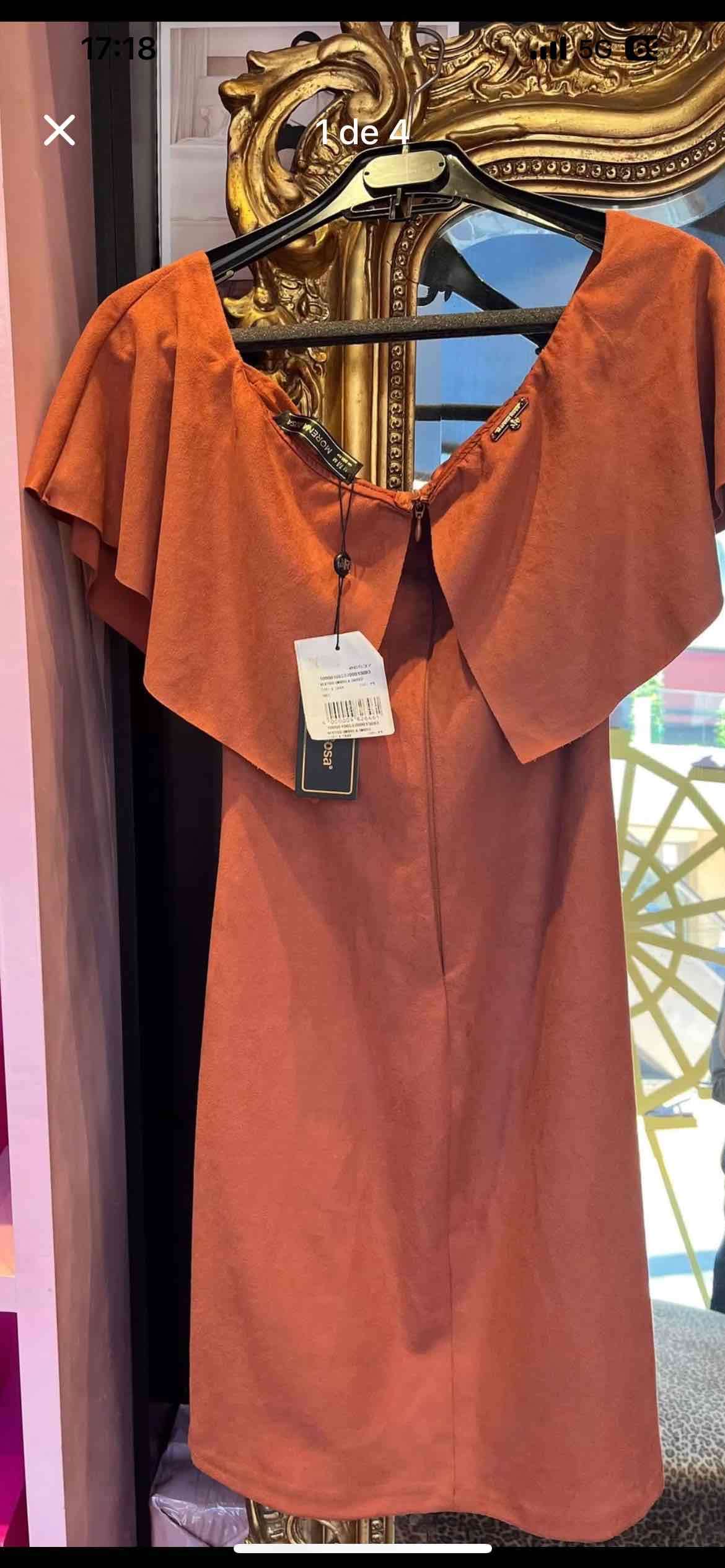 Vestido off shoulder naranja terracota - miniatura 3