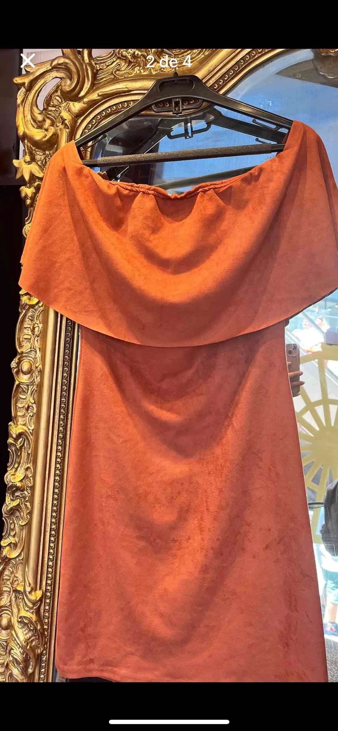 Vestido off shoulder naranja terracota - miniatura 4