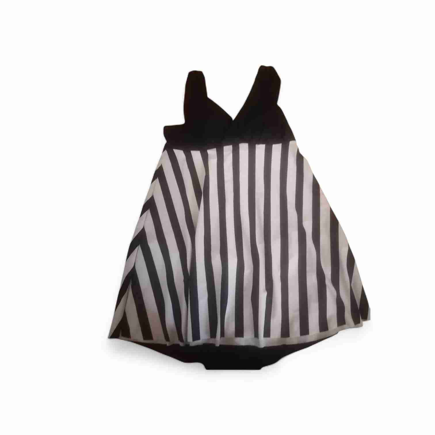 Traje de baño con pantaleta rayado blanco y negro - miniatura 1