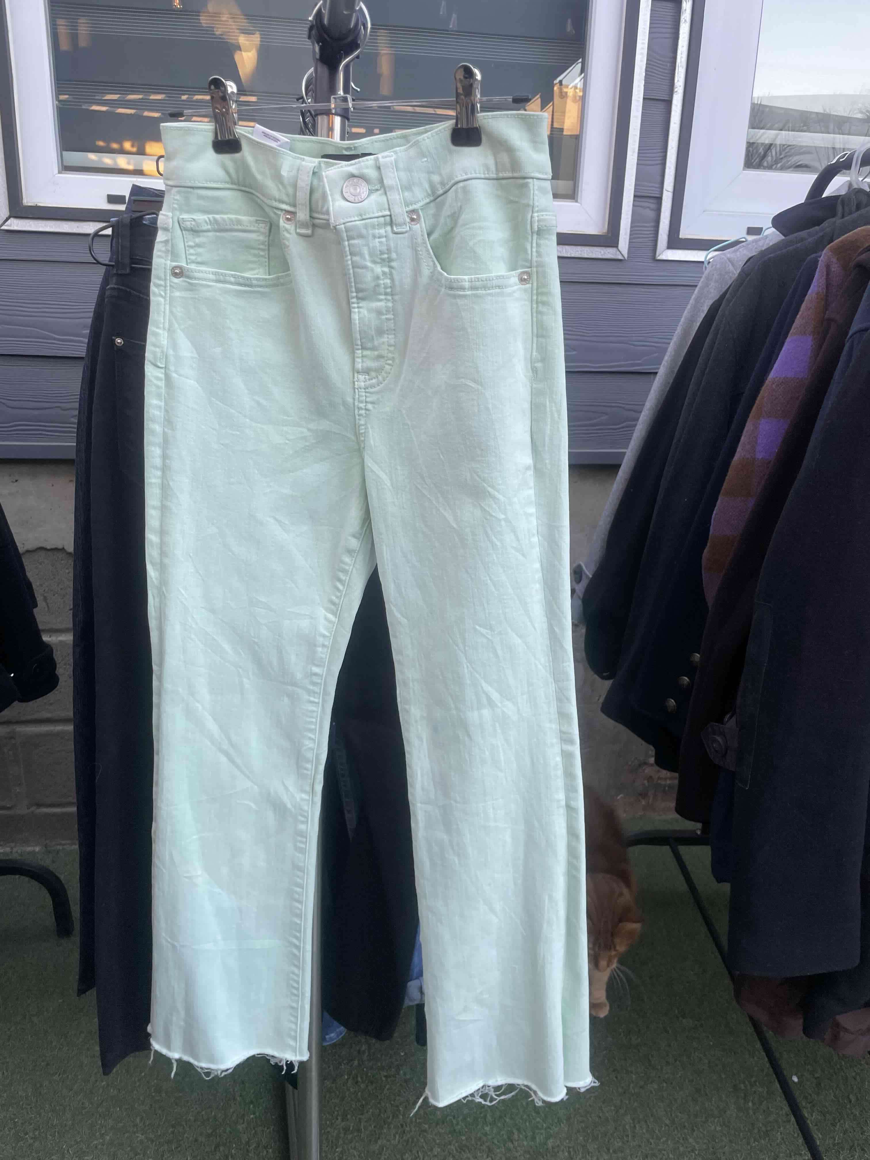 Pantalones jean verde agua, - miniatura 1