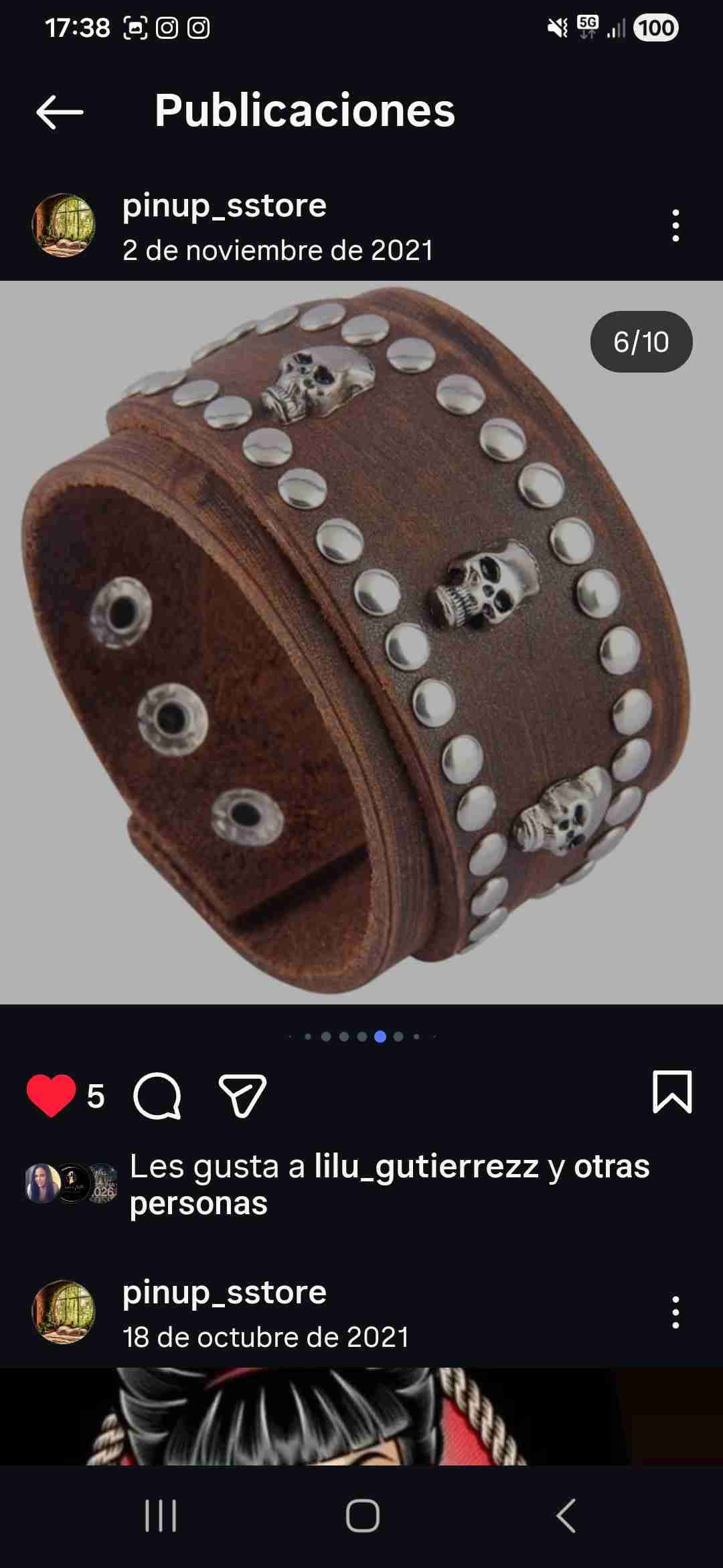 Pulsera de cuero con calaveras - miniatura 1