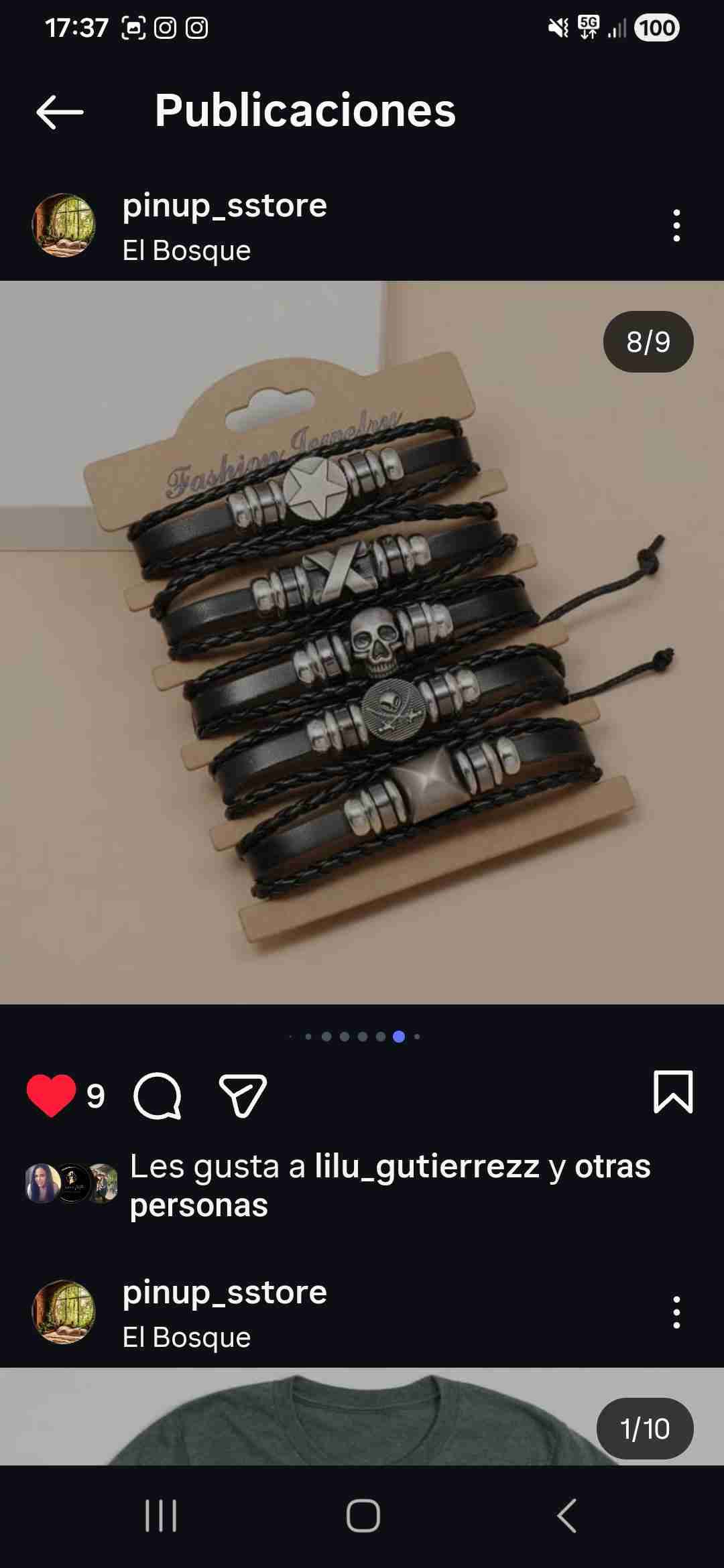 Pulsera de cuero con calaveras - miniatura 2