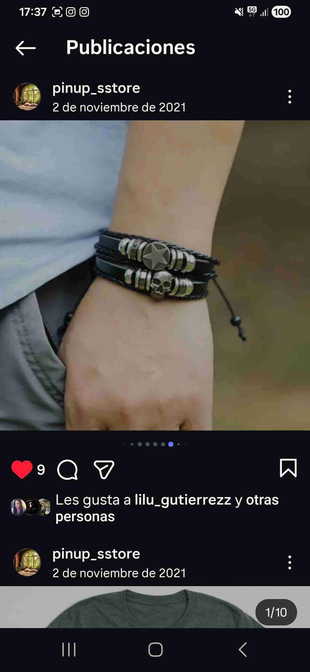 Pulsera de cuero con calaveras - miniatura 3