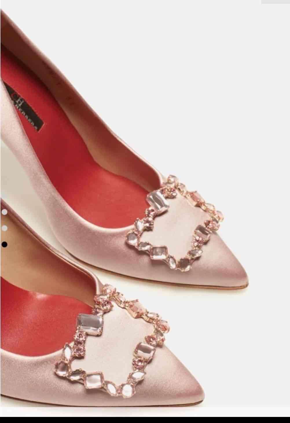 Tacones rosas con adornos brillantes en Swarovski - miniatura 1