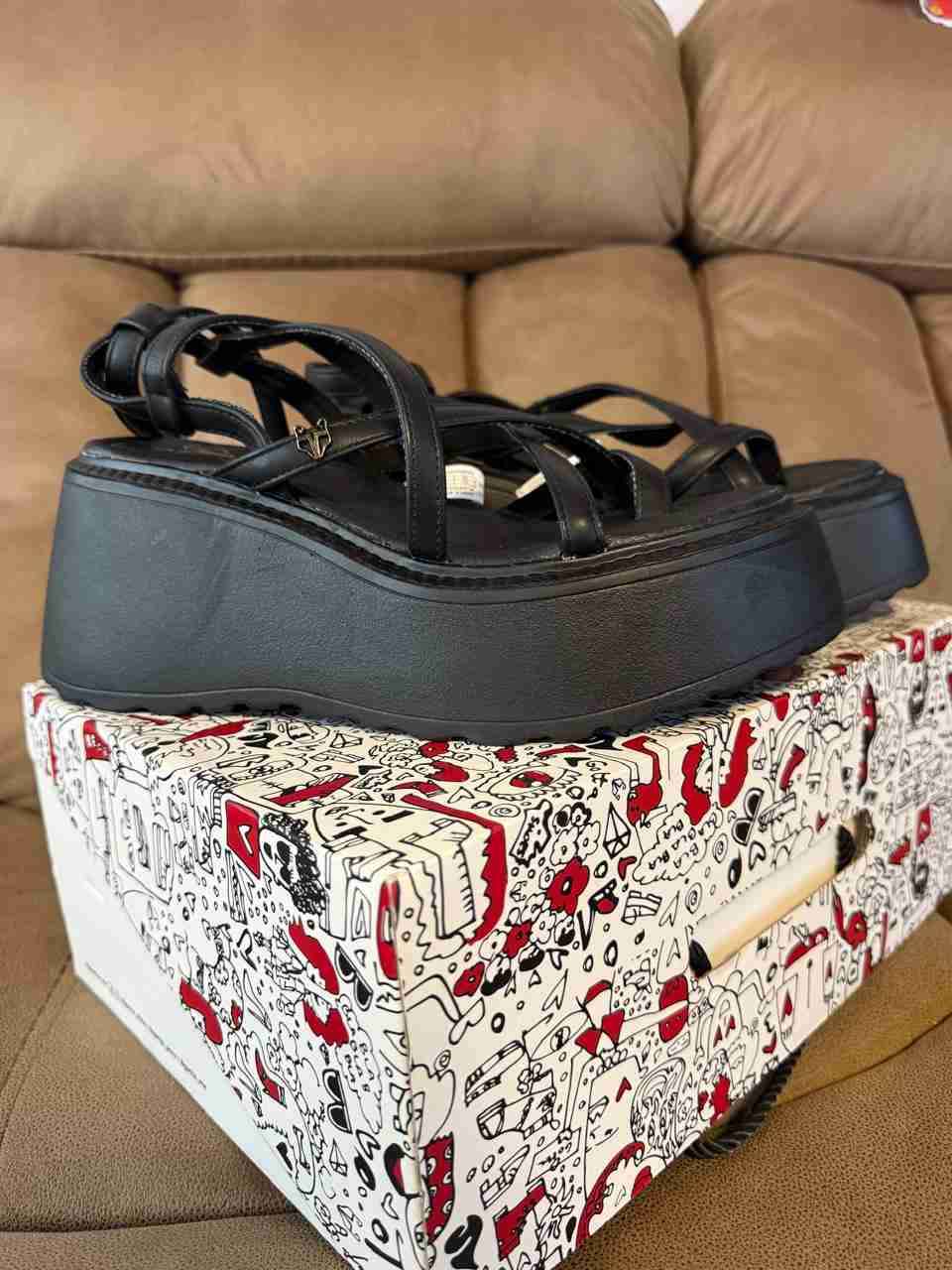 Sandalias negras plataforma - 1