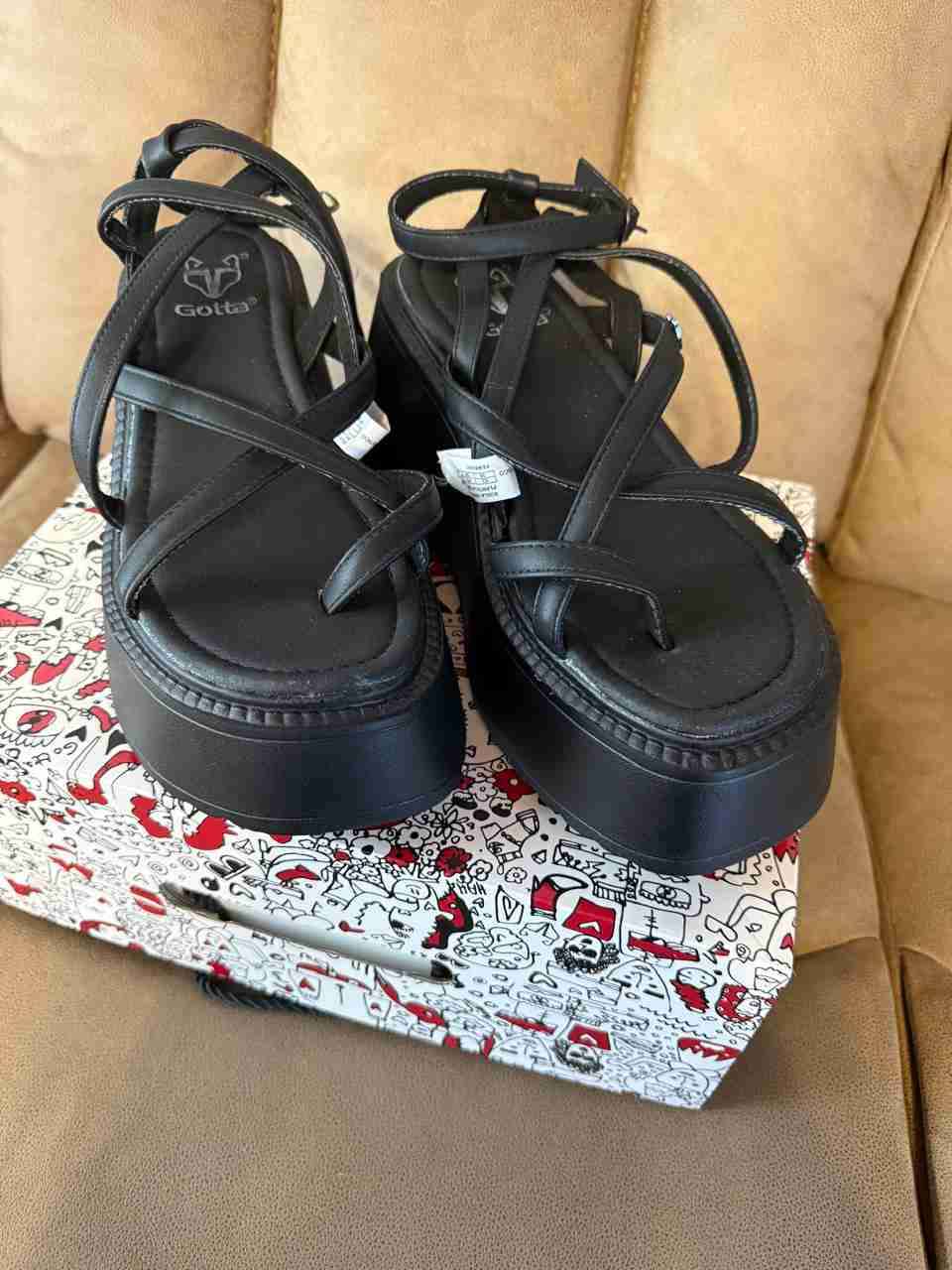 Sandalias negras plataforma - 2