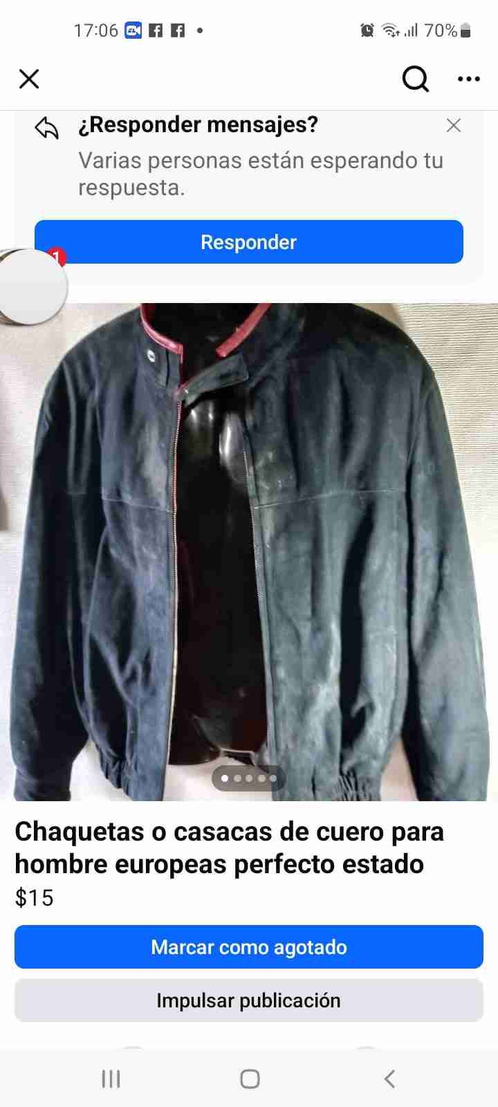 Chaqueta de cuero negra hombre - miniatura 1