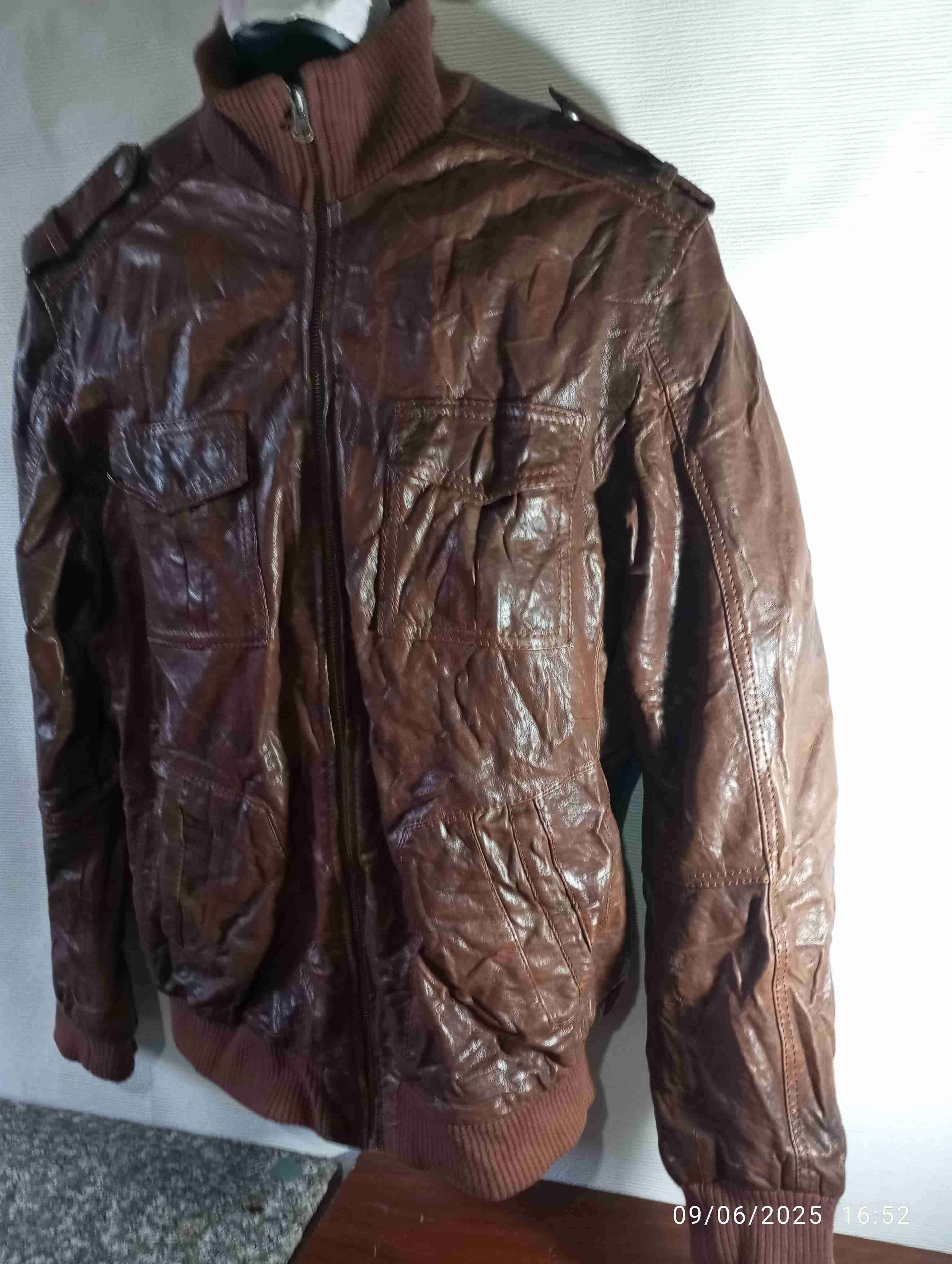 Chaqueta de cuero negra hombre - miniatura 2