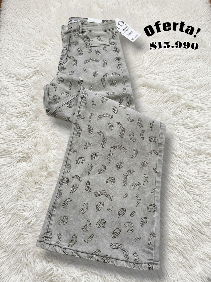 Jeans wide leg con brillo - 2