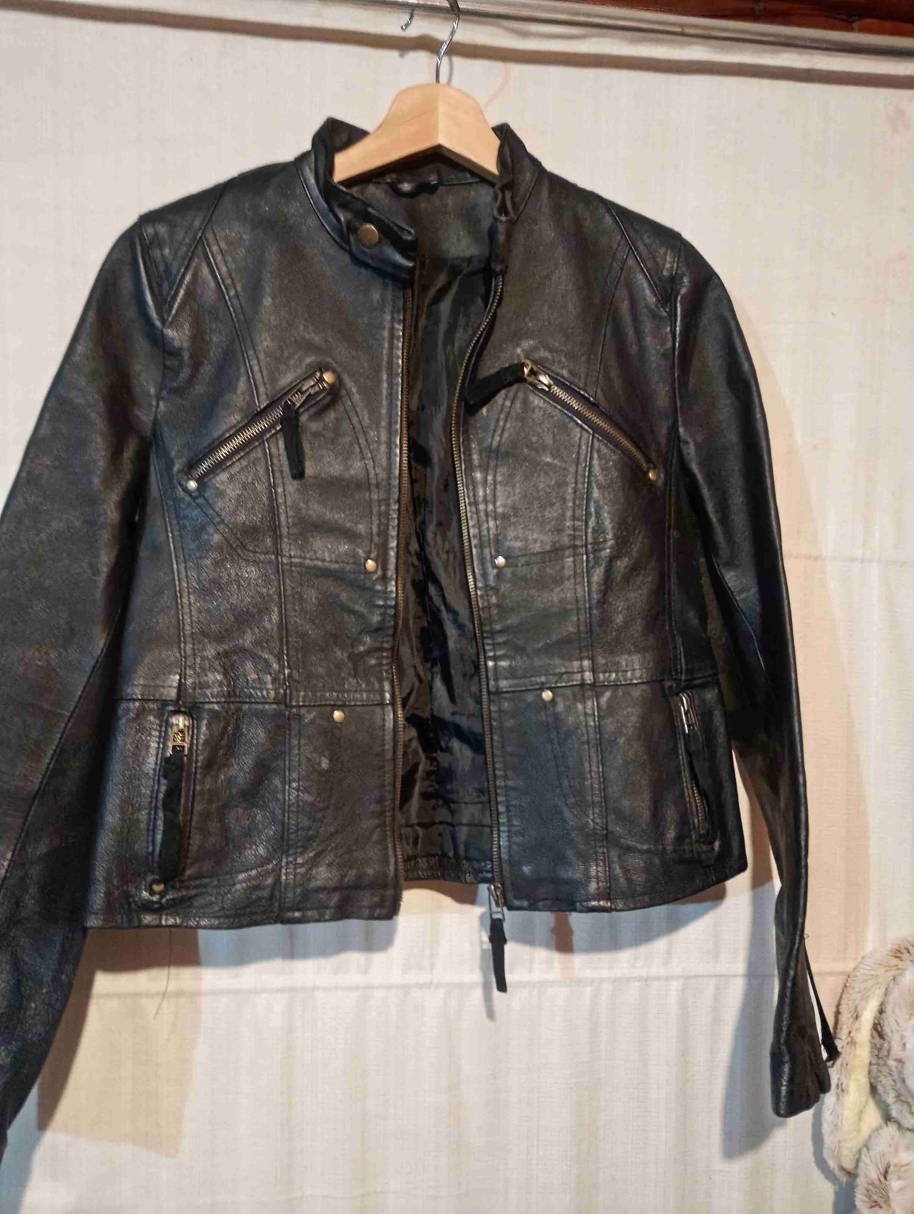 Chaqueta de cuero negra mujer