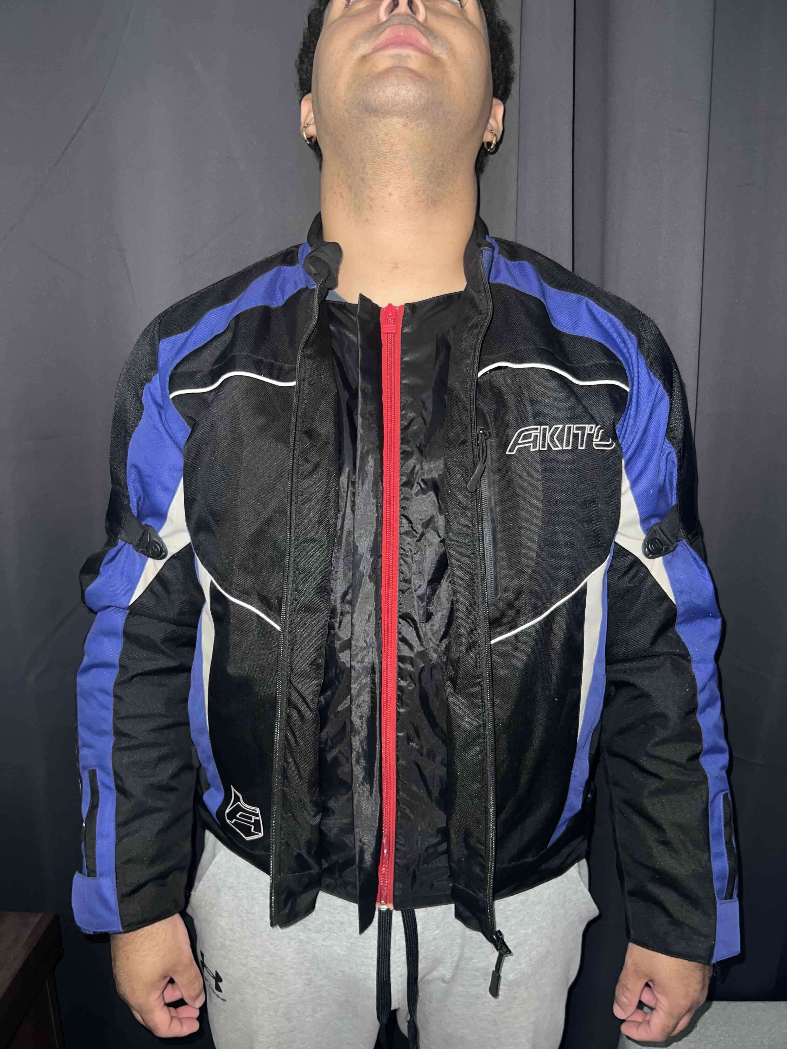 Chaqueta moto azul y negra - miniatura 4