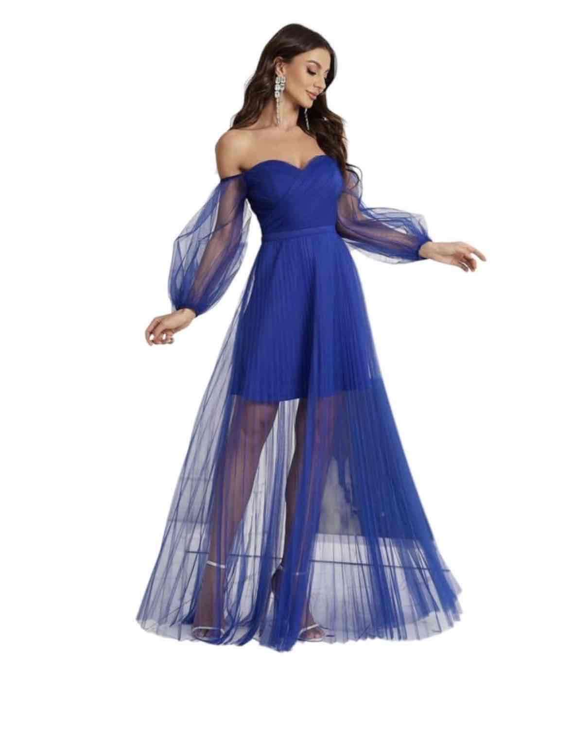 Vestido azul de fiesta talla S - miniatura 1