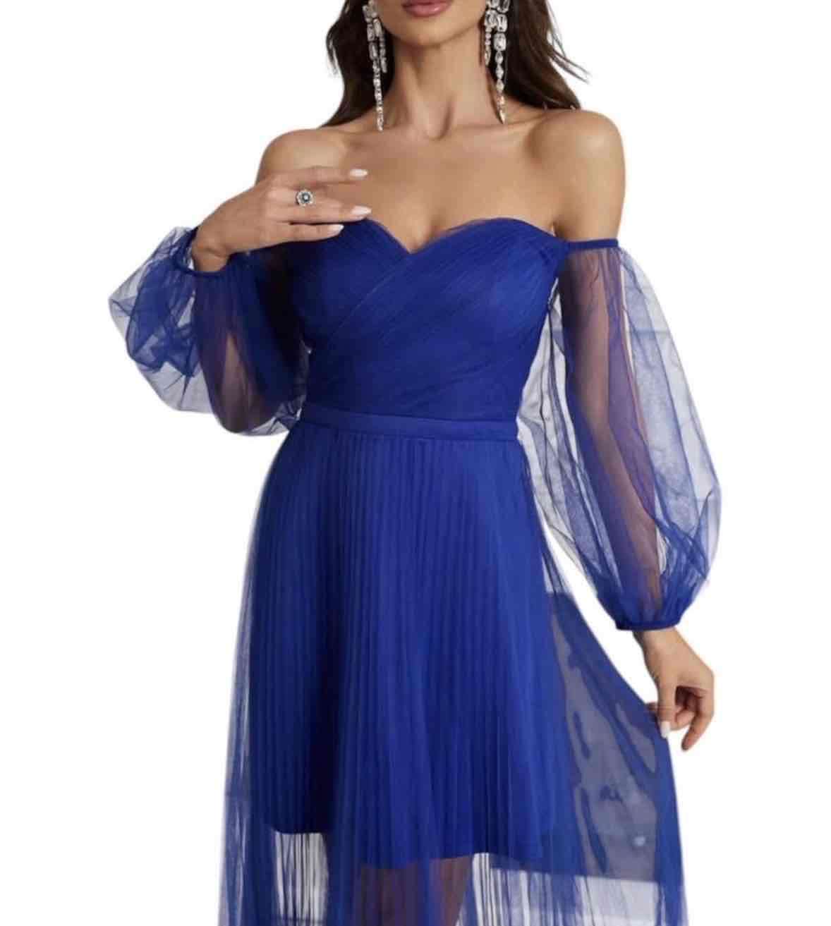 Vestido azul de fiesta talla S - miniatura 3