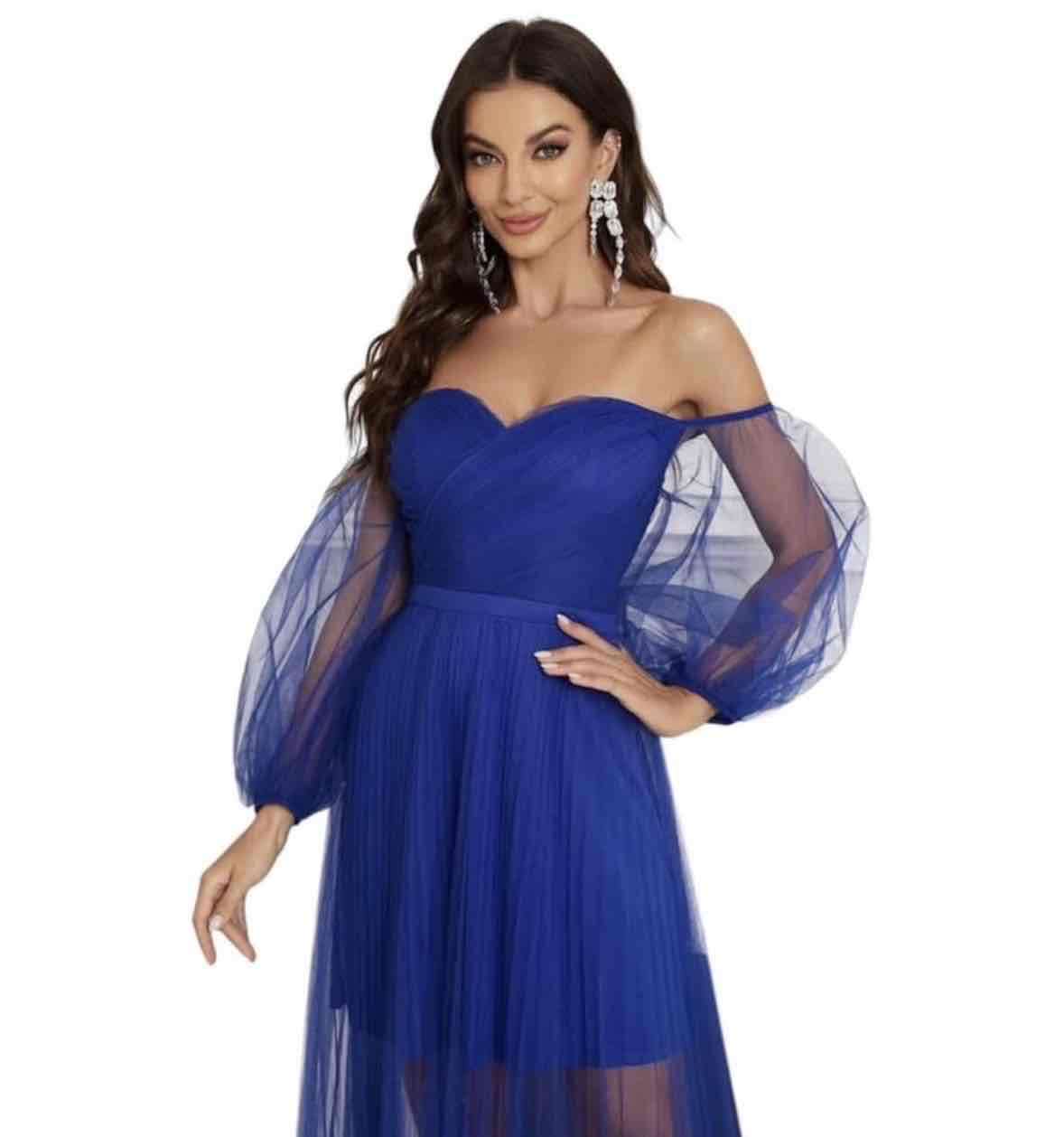 Vestido azul de fiesta talla S - miniatura 4