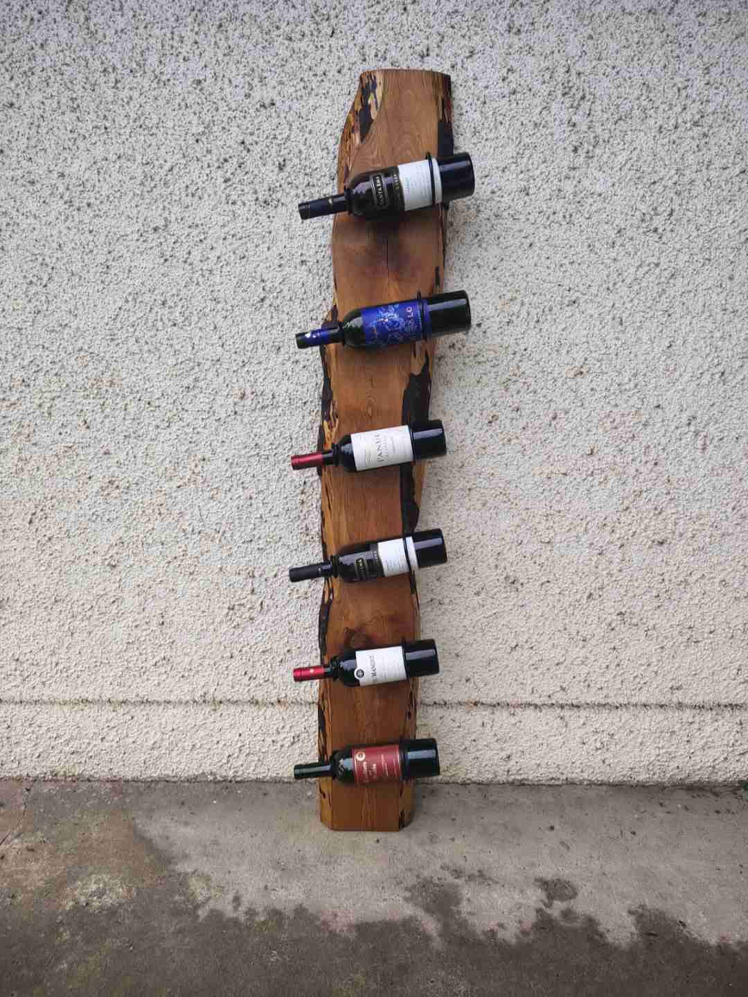 Botellero de pared de madera rústica