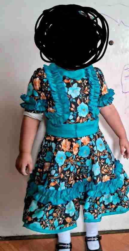 Vestido floral azul para niña cueca - miniatura 1