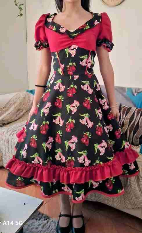 Vestido floral azul para niña cueca - miniatura 2