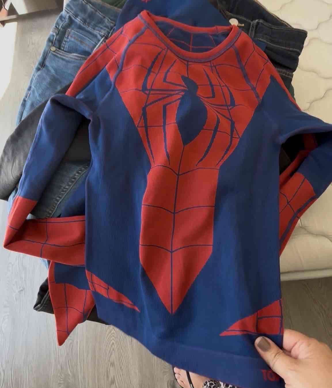 Polera azul de superhéroe primara capa - 1