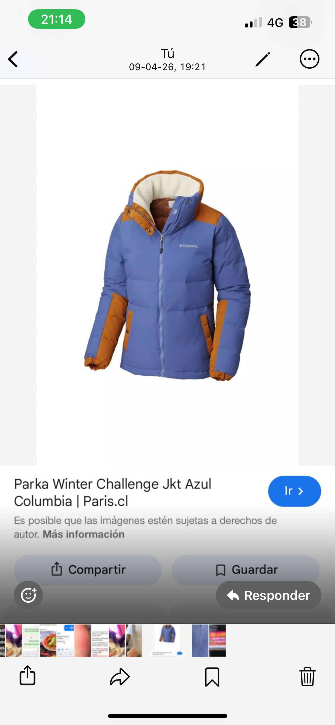 Chaqueta Columbia azul y naranja - miniatura 2