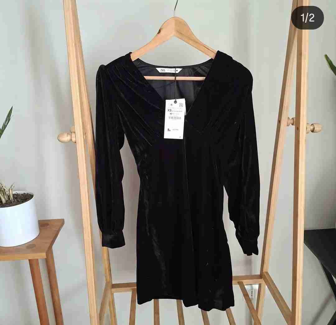 Vestido negro de terciopelo XS - 1