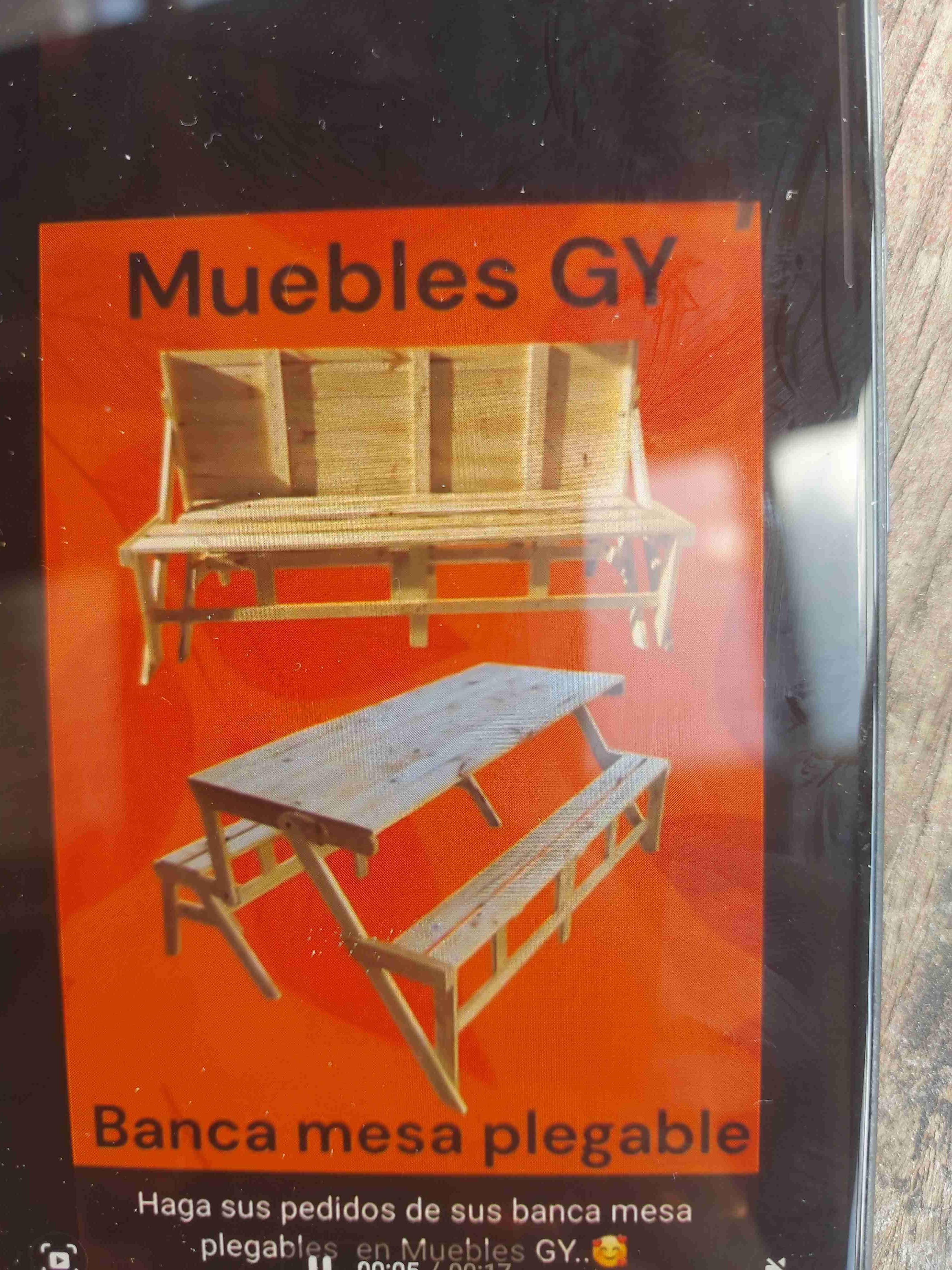 Banca mesa plegable de madera - 1