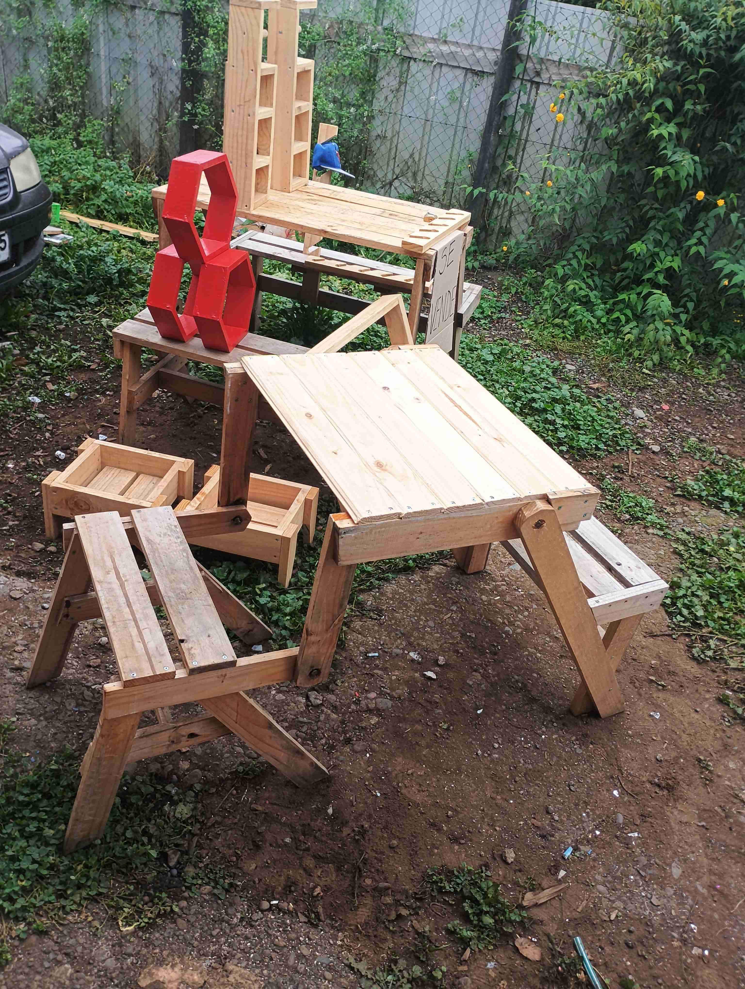 Banca mesa plegable de madera - 5