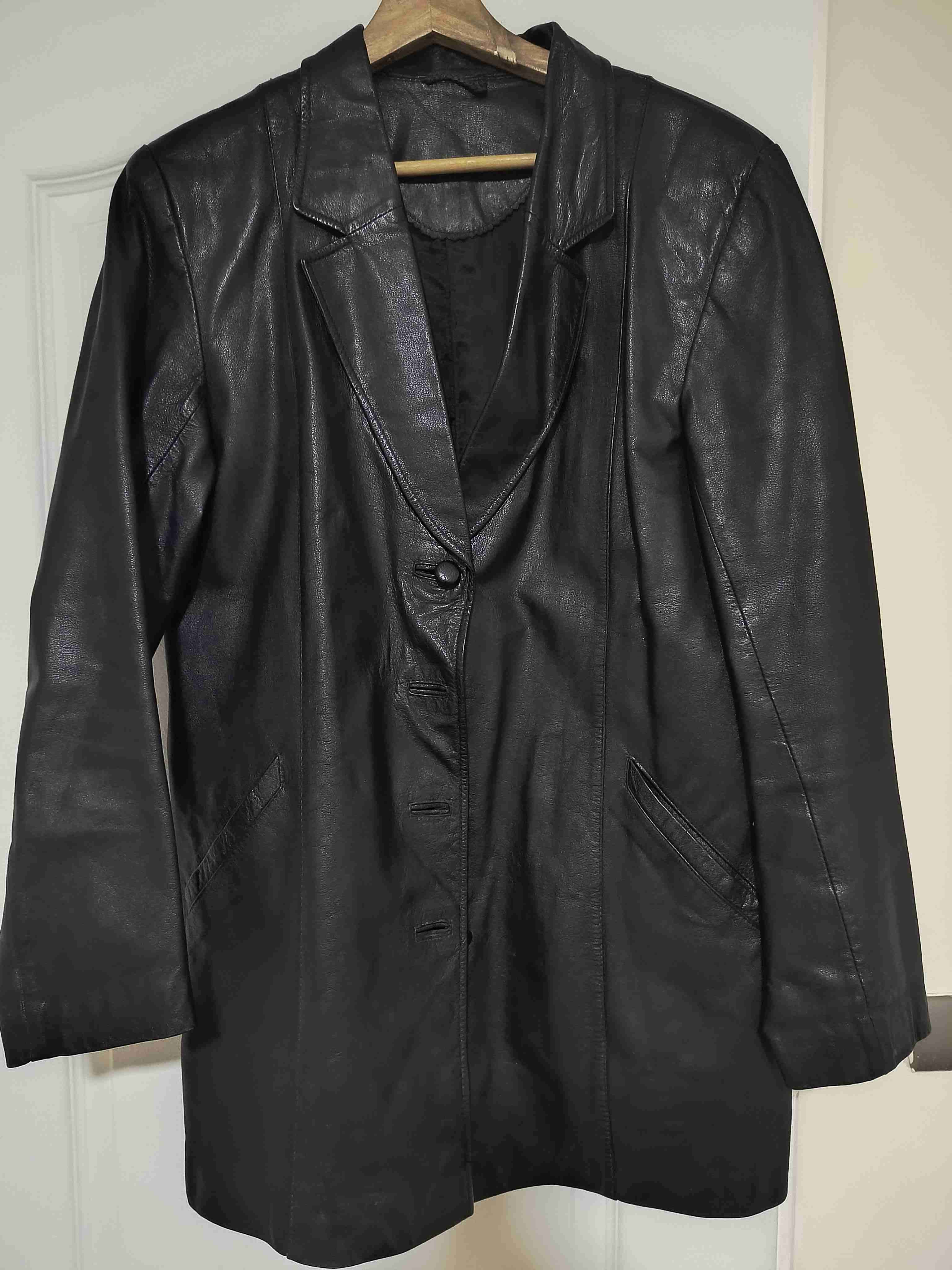 Blazer negro de cuero legítimo - miniatura 1