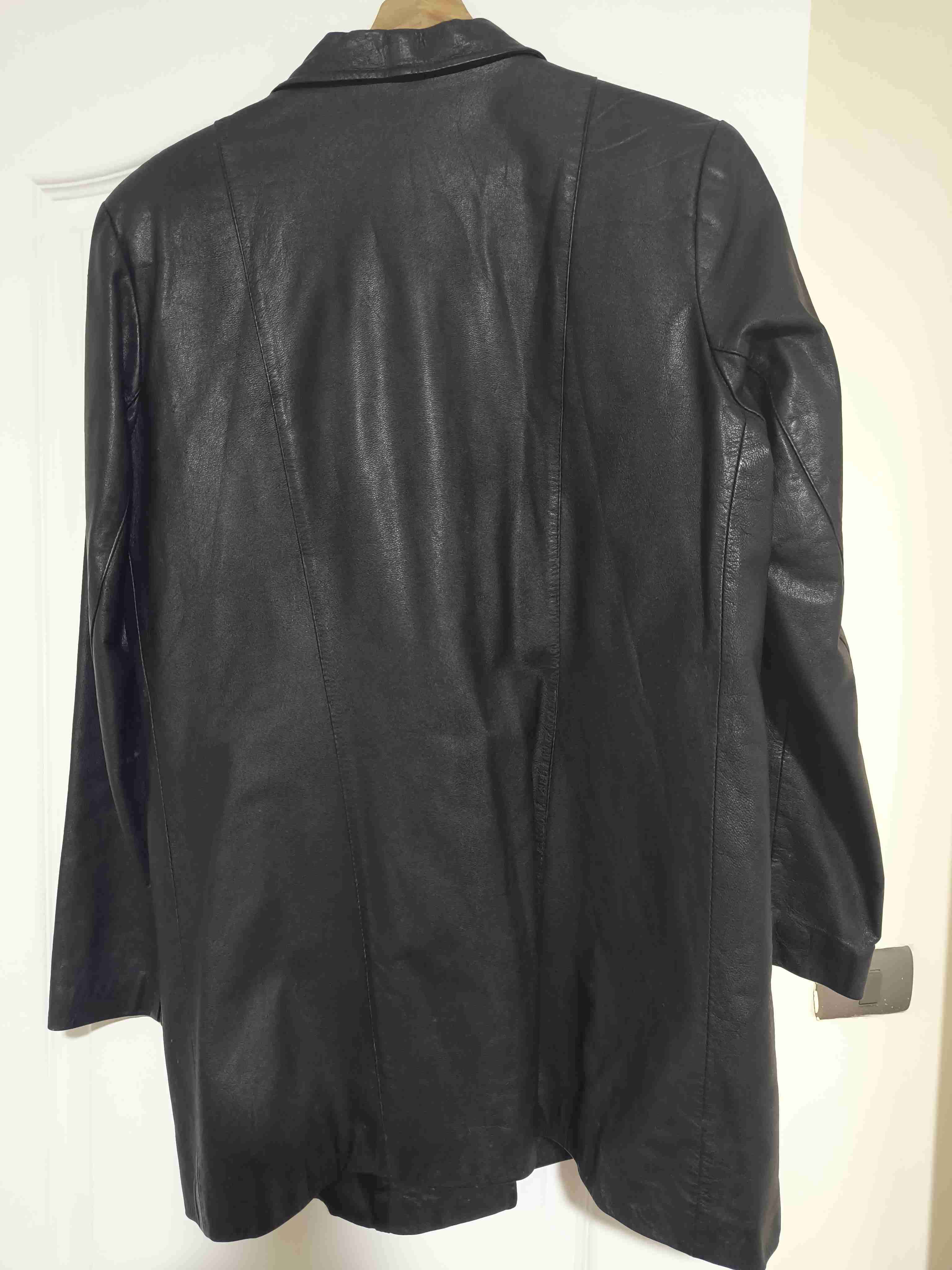 Blazer negro de cuero legítimo - miniatura 3