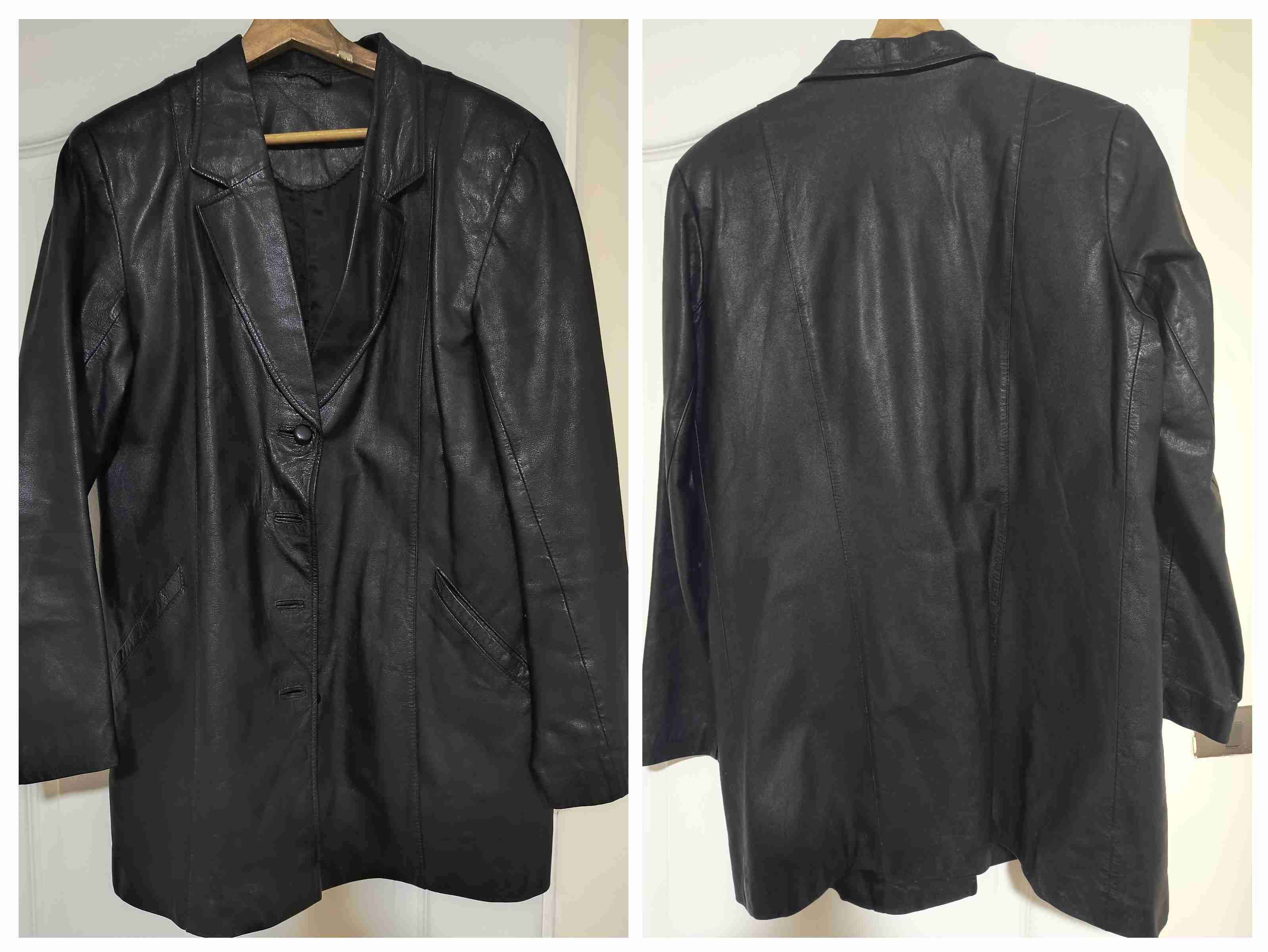 Blazer negro de cuero legítimo - miniatura 4